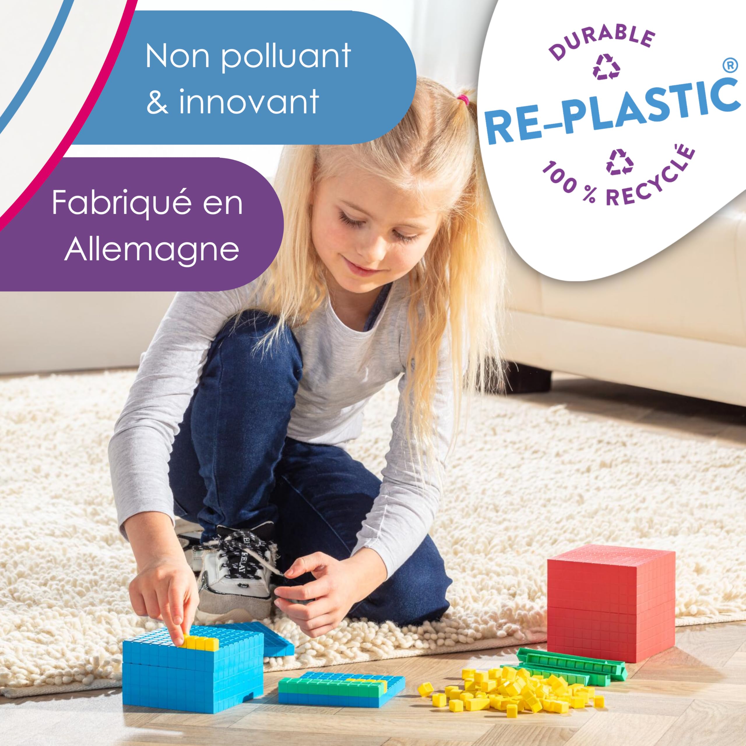 WISSNER® aktiv lernen - Set de calcul décimal de base, 121 pces en bte carton - RE-Plastic®