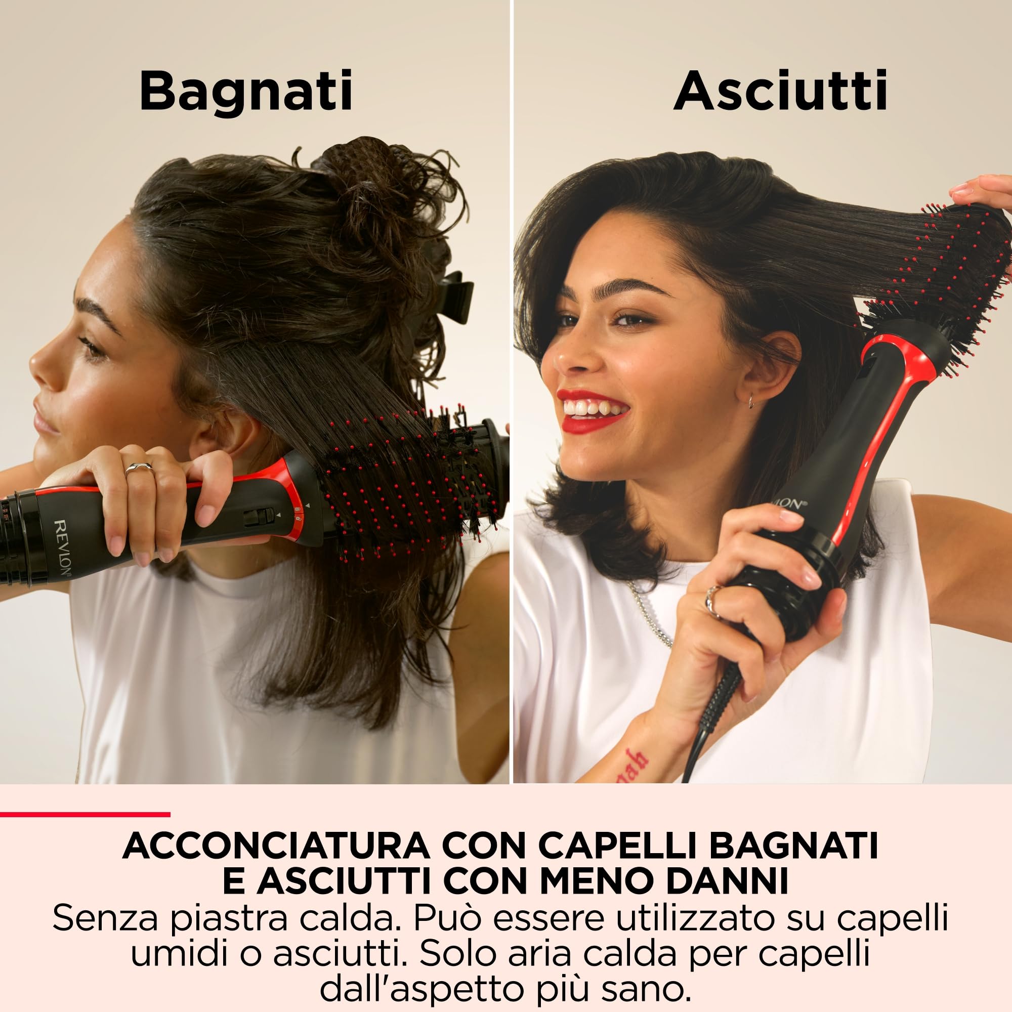 Revlon One-Step Volumiser Plus (spazzola ovale staccabile, rivestimento in ceramica di titanio, setole miste con punte a sfera al carbone attivo, tecnologia ionica alla tormalina)
