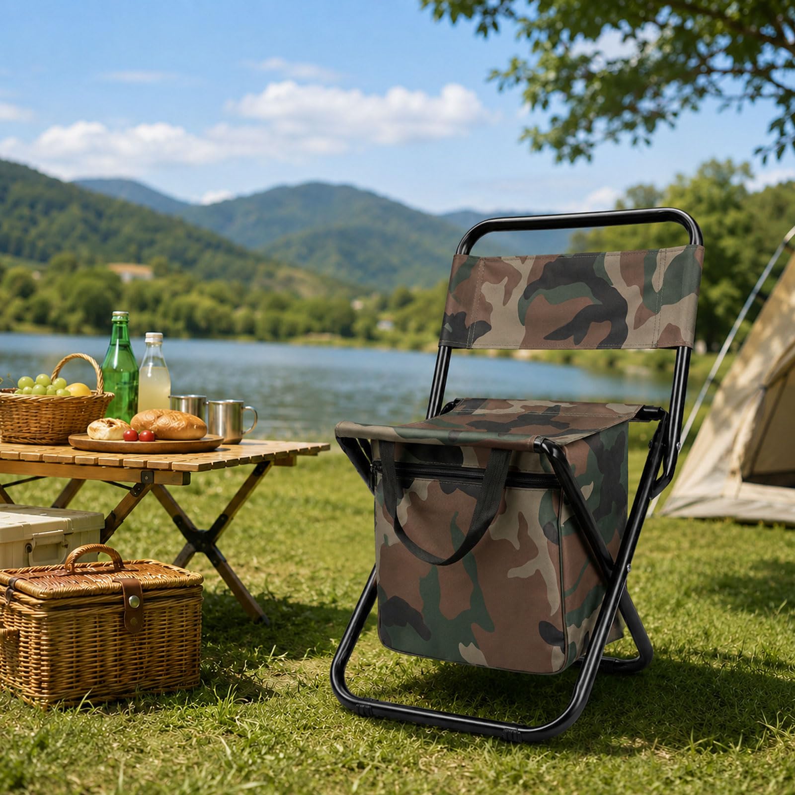 campingstuhl stoff Chingcoo Faltbar mit Aufbewahrungstasche, Anglerstuhl Faltstuhl Oxford Klappstuhl, Anglersessel Gartenstuhl Relaxsessel Unterstützung Aufbewahrungstasche Tarnmuster (Tarnung) Sonstiges Color:Blue/Black W/Blue Chrome Works Caravan Center Bocholt Frühlingsfest Location_Pedals