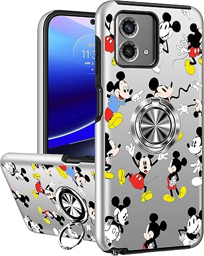 Joyleop Funda para teléfono Moto G Stylus 5G 2023 con estampado divertido de dibujos animados para niñas y niños con soporte de anillo magnético,