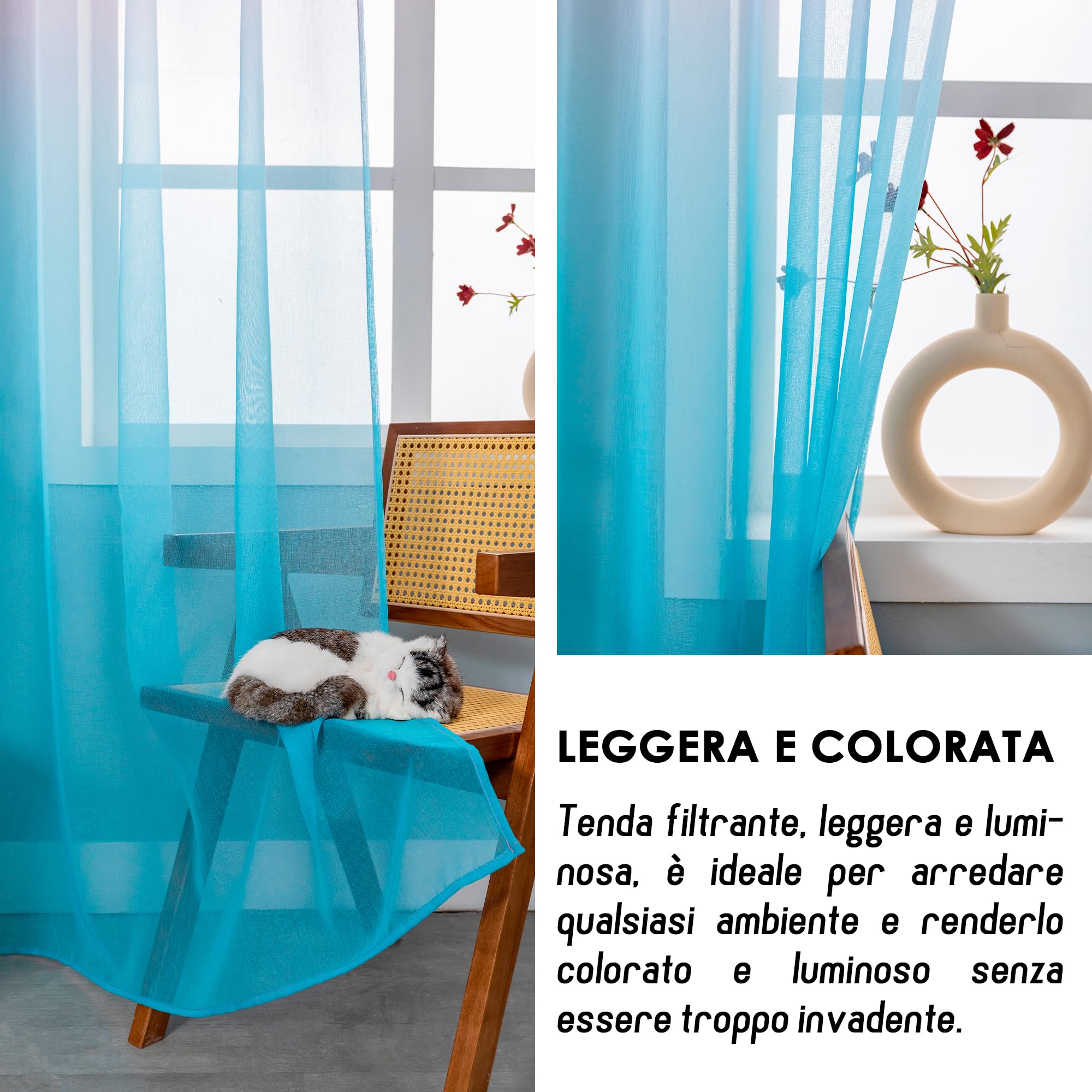 GIRASOLE HOME Paire de rideaux voile semi-transparents, couleur dégradée, blanc et vert, rideau pour salon, chambre, chambre d'enfant, cuisine, intérieur, 2 panneaux avec œillets 140 x 238 cm GIRASOLE HOME Paire de rideaux voile semi-transparents, couleur dégradée, blanc et vert, rideau pour salon, chambre, chambre d'enfant, cuisine, intérieur, 2 panneaux avec œillets 140 x 238 cm