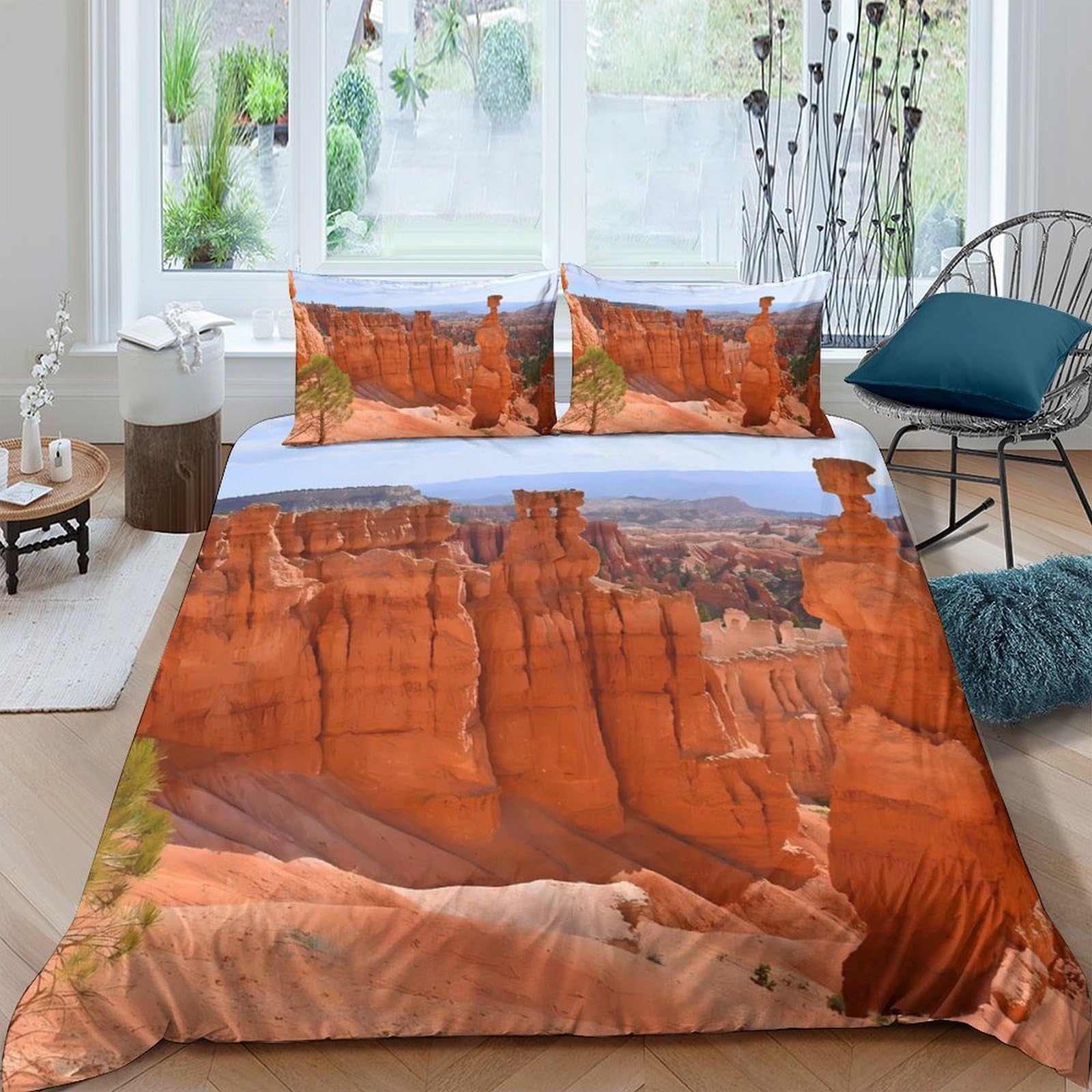 Ctjqhvkz Style-9 3D Printed Canyon Landscape Fitted Sheet Microfiber Soft Orange Rock Scenery Mattress Cover For Bedroom Guest Room Decor Single（135X200cm）