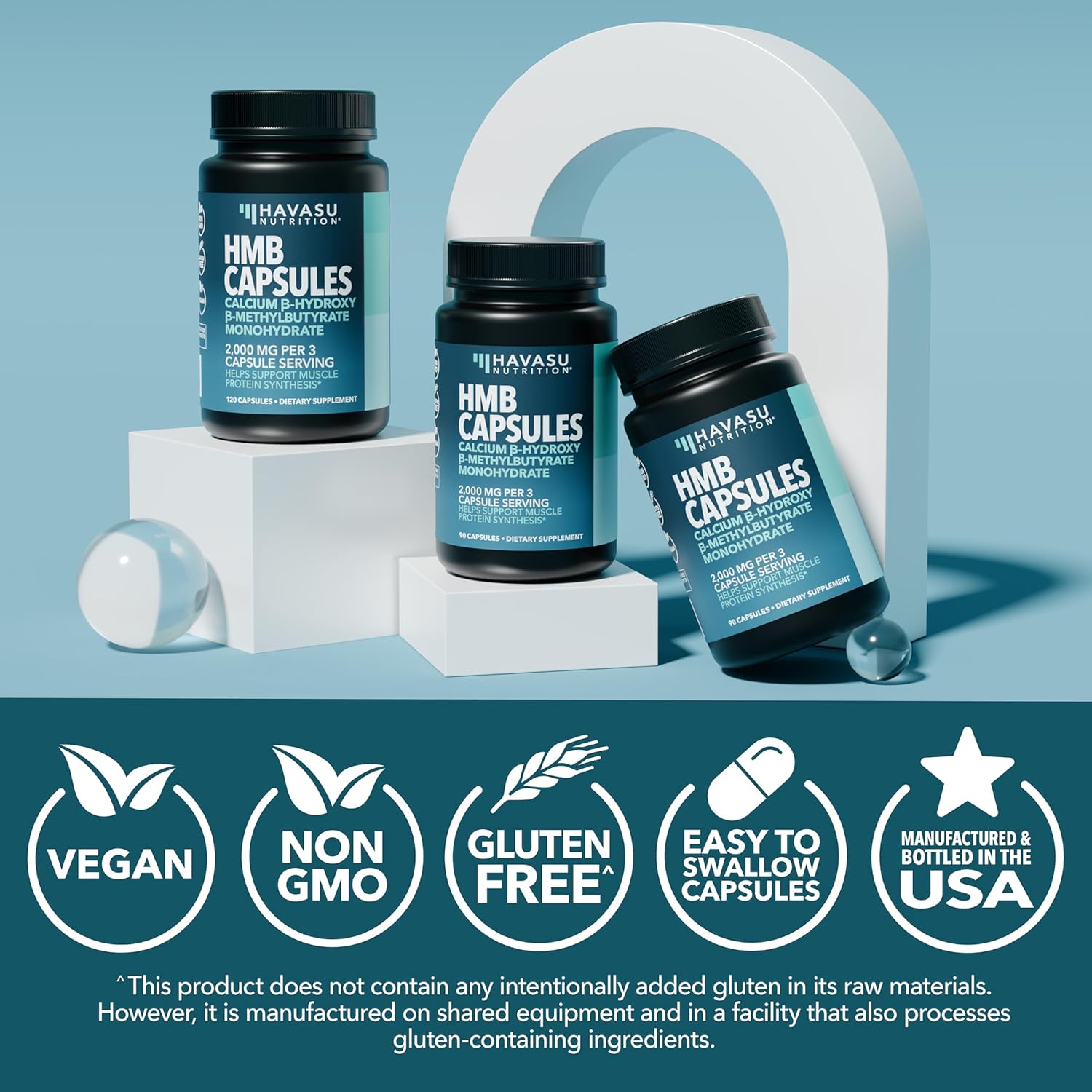 HMB Capsules 2000mg - HMB Supplements for Men and Women - Calcium B-Hydroxy B-Methylbutyrate Monohydrate - 90 Capsules - Supports Muscle Protein Synthesis - Vegan, Non-GMO, Gluten Free - 30 Servings - Image 8