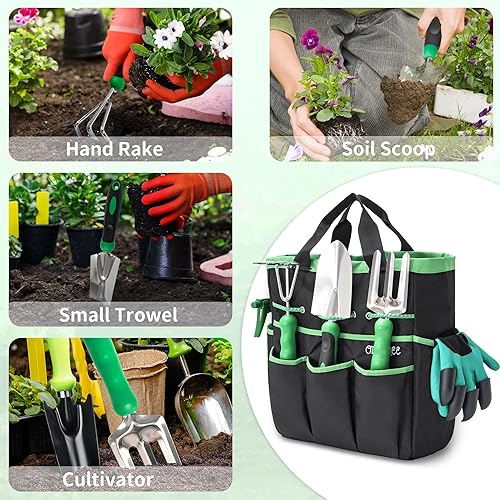 Miniatura 2 de Juego de herramientas de jardín con bolsa y guantes, juego de herramientas de jardinería de acero inoxidable resistente, ideal para mujeres y