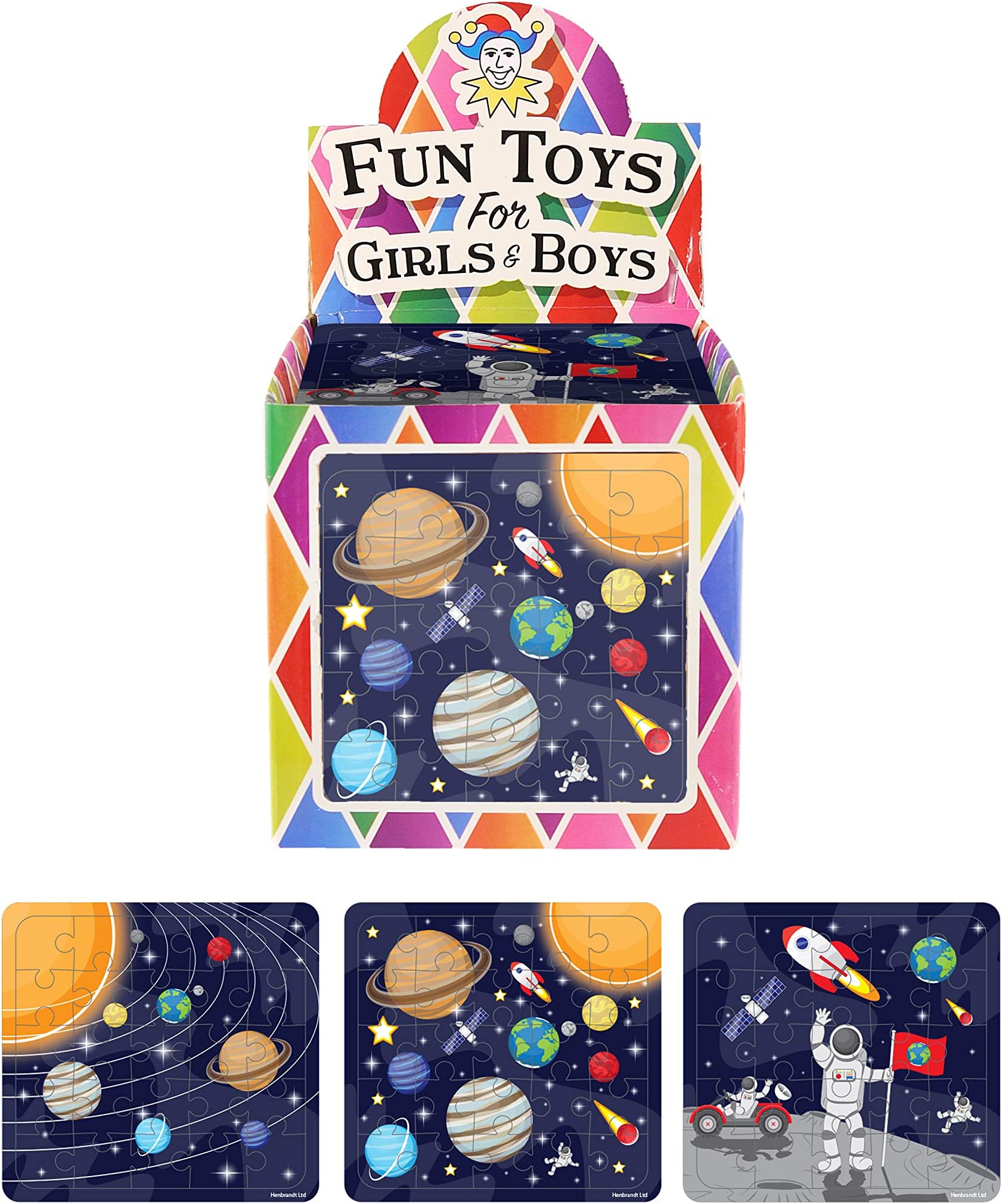 Henbrandt 10x Mini Space Jigsaw Puzzles (13x12cm) Party Favours / Loot Bag Fillers / Lucky Dip Prizes