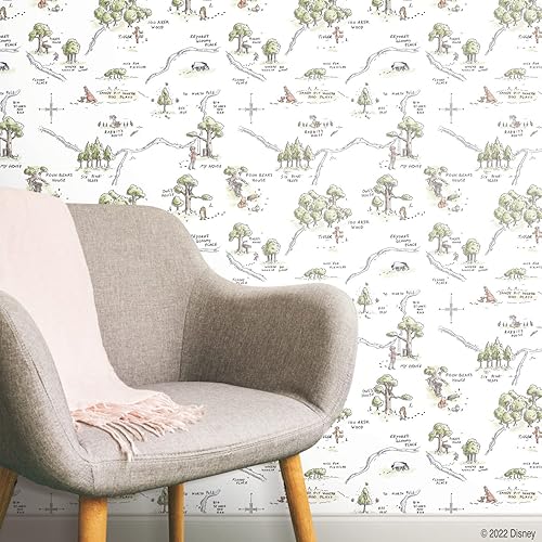 Disney Winnie The Pooh RMK12440RL - Papel tapiz autoadhesivo con mapa de madera de 100 acres