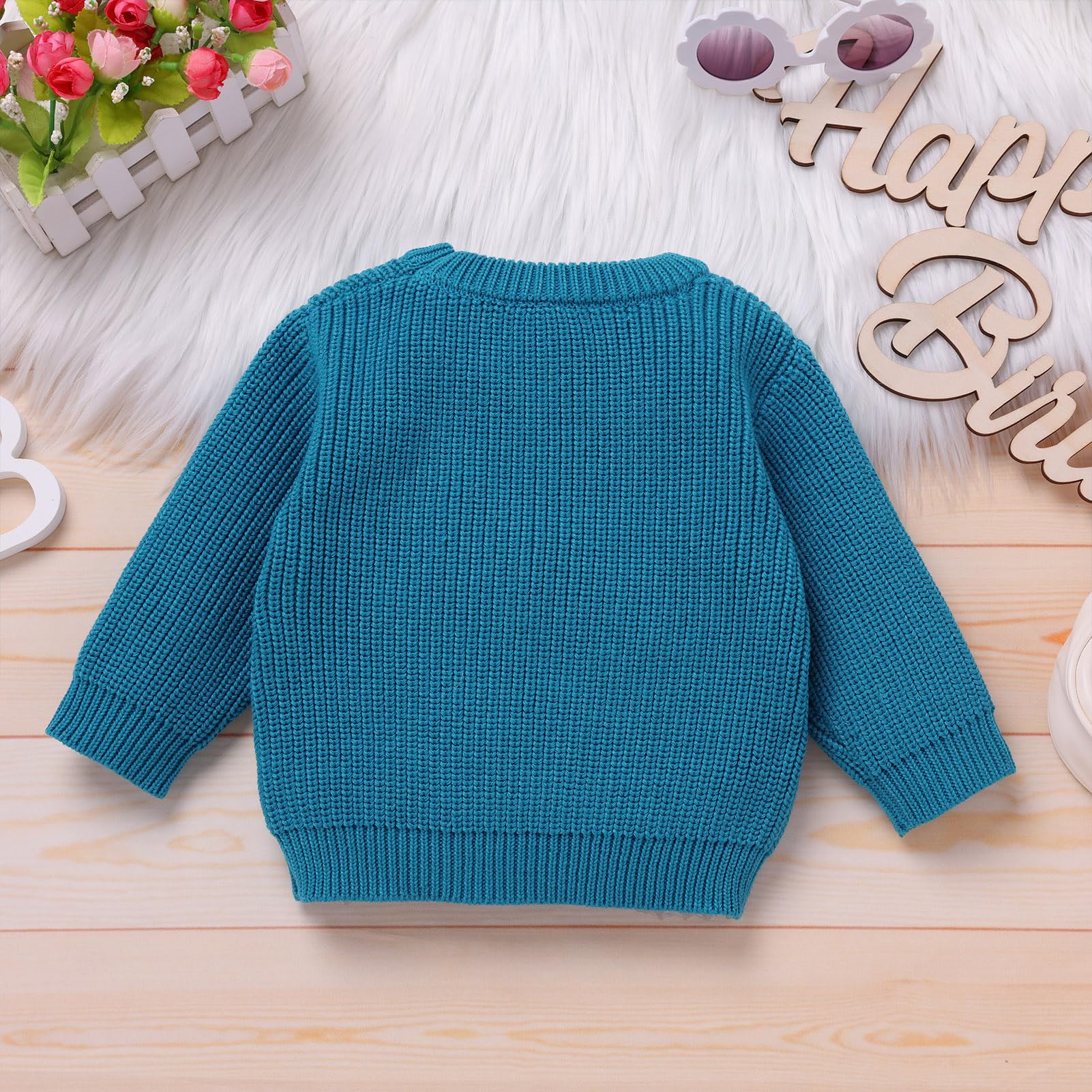 OBEEII Maglione lavorato a maglia con fragola, leone e cigno ricamato, caldo, per il primo compleanno, regalo di compleanno