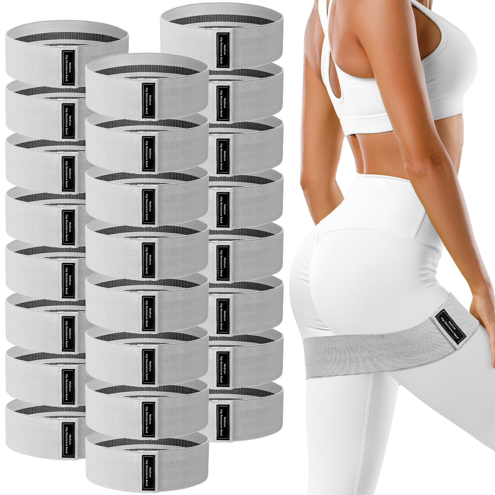 24 bandas de resistencia de tela para entrenar fuerzas para mujeres y hombres, bucle de resistencia para piernas y glúteos, yoga, pilates, rehabilitación, fitness y hogar