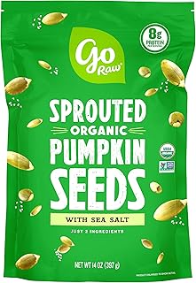 Go Raw Pumpkin Seeds with Sea Salt, Sprouted & Organic, 14 oz. Bag | Keto | Vegan | Gluten Free Snacks | Superfood