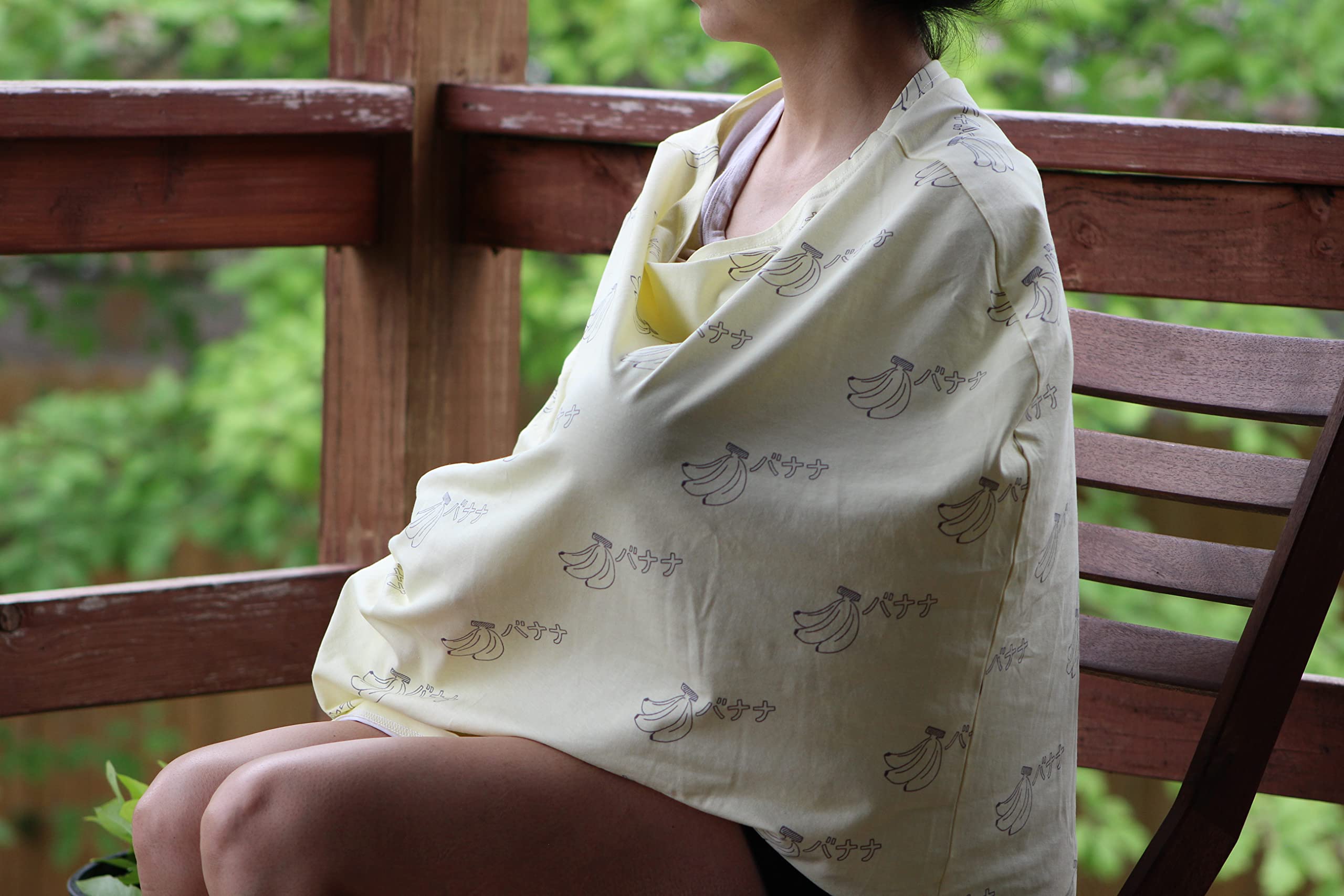 Nursing and Carseat Cover - Japanese Banana Print Design - Discreet, Breathable, Stretchy, carseat Cover, Breastfeeding Cover, Grocery Buggy cart seat Cover,