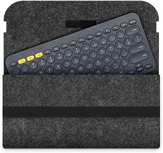 キーボードケース フェルト 収納ケース ワイヤレスキーボード用 K380 K480 対応 持ち運び 保護ケース ゴムバンド付き 薄型 軽量 傷防止 ほこり防止 (ダークグレー, コンパクト用（60鍵対応）)