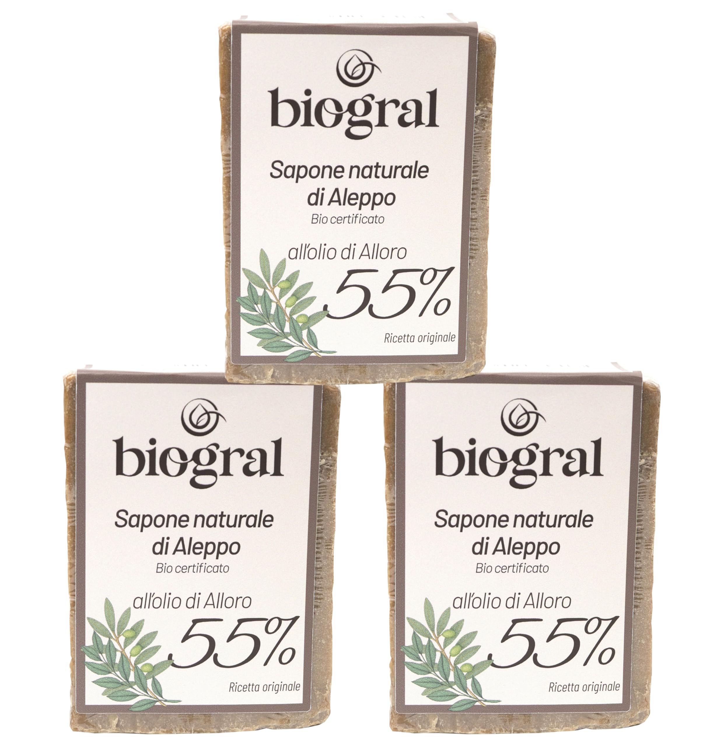 Sapone Di Aleppo, 55% Alloro - 3 Pezzi