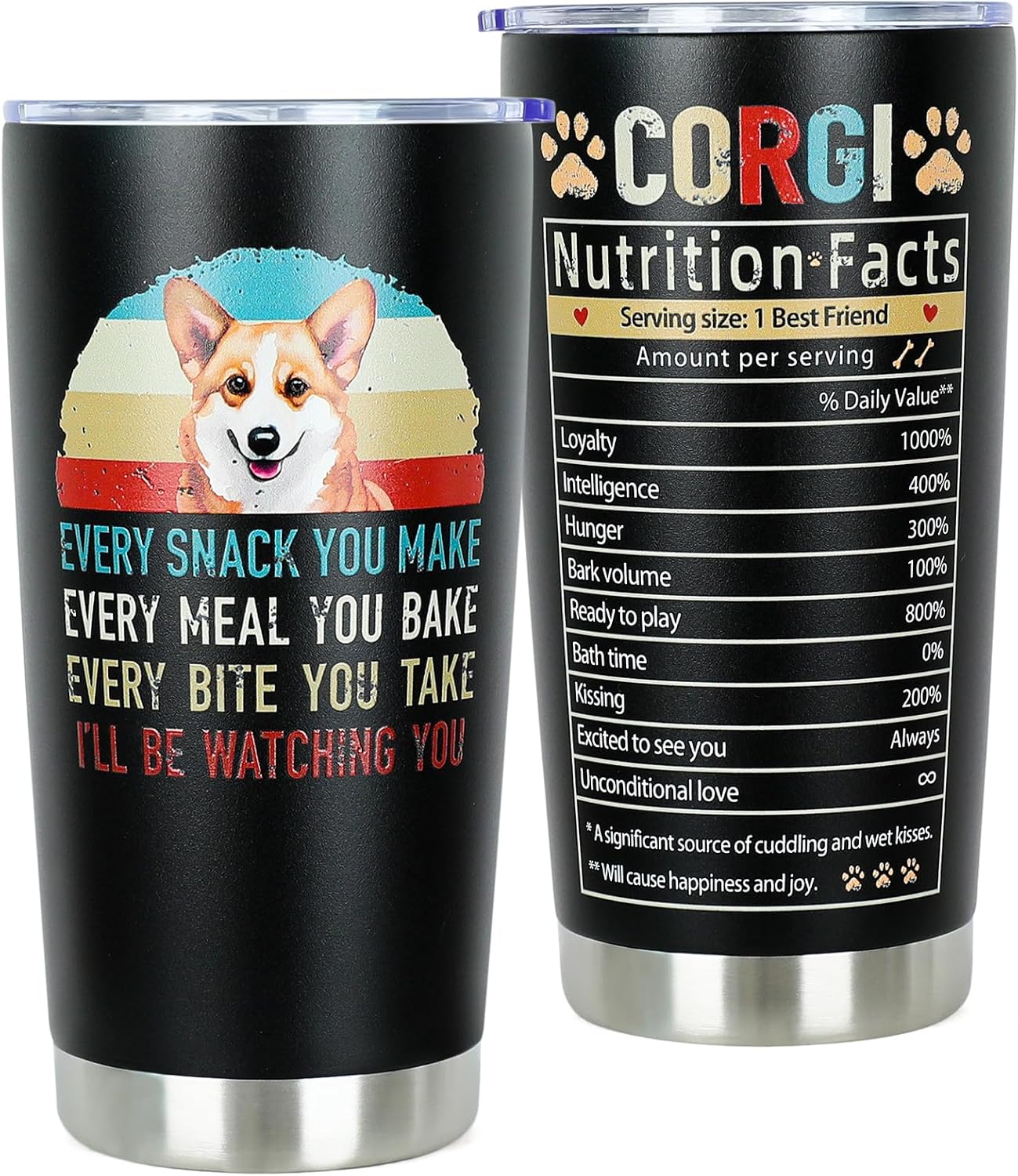 Corgi Gifts for Corgi Lovers - Christmas Birthday Corgis Gifts for Women Men - Dogs Mom Dad Owner Gift Ideas - 20oz Insulated Tumbler with Lid for Home Office Outdoor Use
