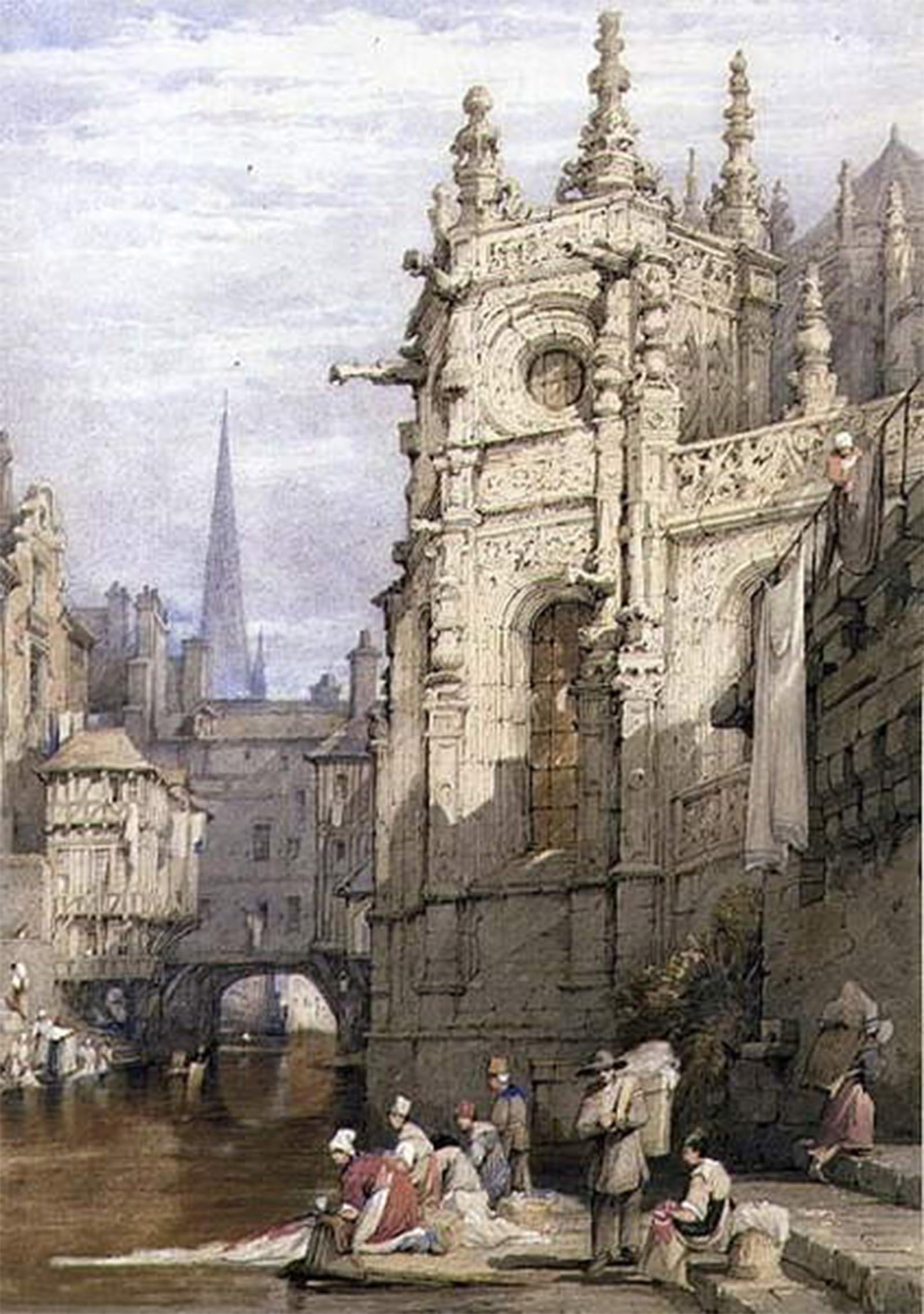 Serendipitp No Frame Abstract Painting Mural Print Picture Wall Decor Painting Scene With Washerwomen By Samuel Prout Vintage Wall Artwork For Home Decor 60X90cm