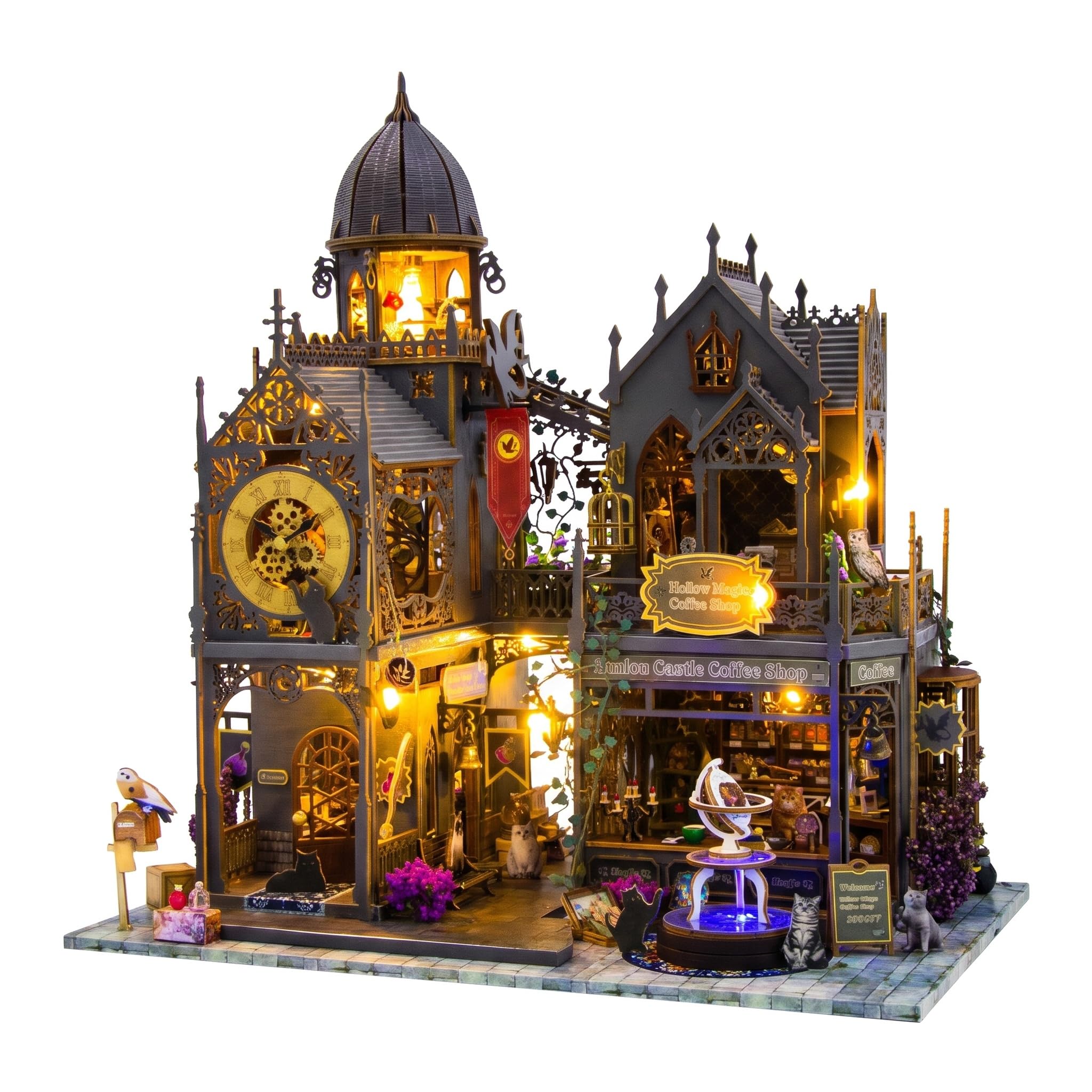 Puzzle 3D Bois Kit Maison de Château Enchanté Miniature - DIY Adulte et Ado, Mobilier Complet, Déco Étagère Salon Bureau, Loisir Créatif, Cadeau pour Amateurs de Miniatures