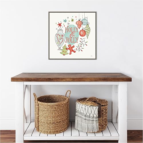 Miniatura 9 de Amanti Art Lienzo enmarcado para pared, diseño retro de Navidad IV de Janelle Penner (22 pulgadas de ancho x 22 pulgadas de alto), marco gris lavado