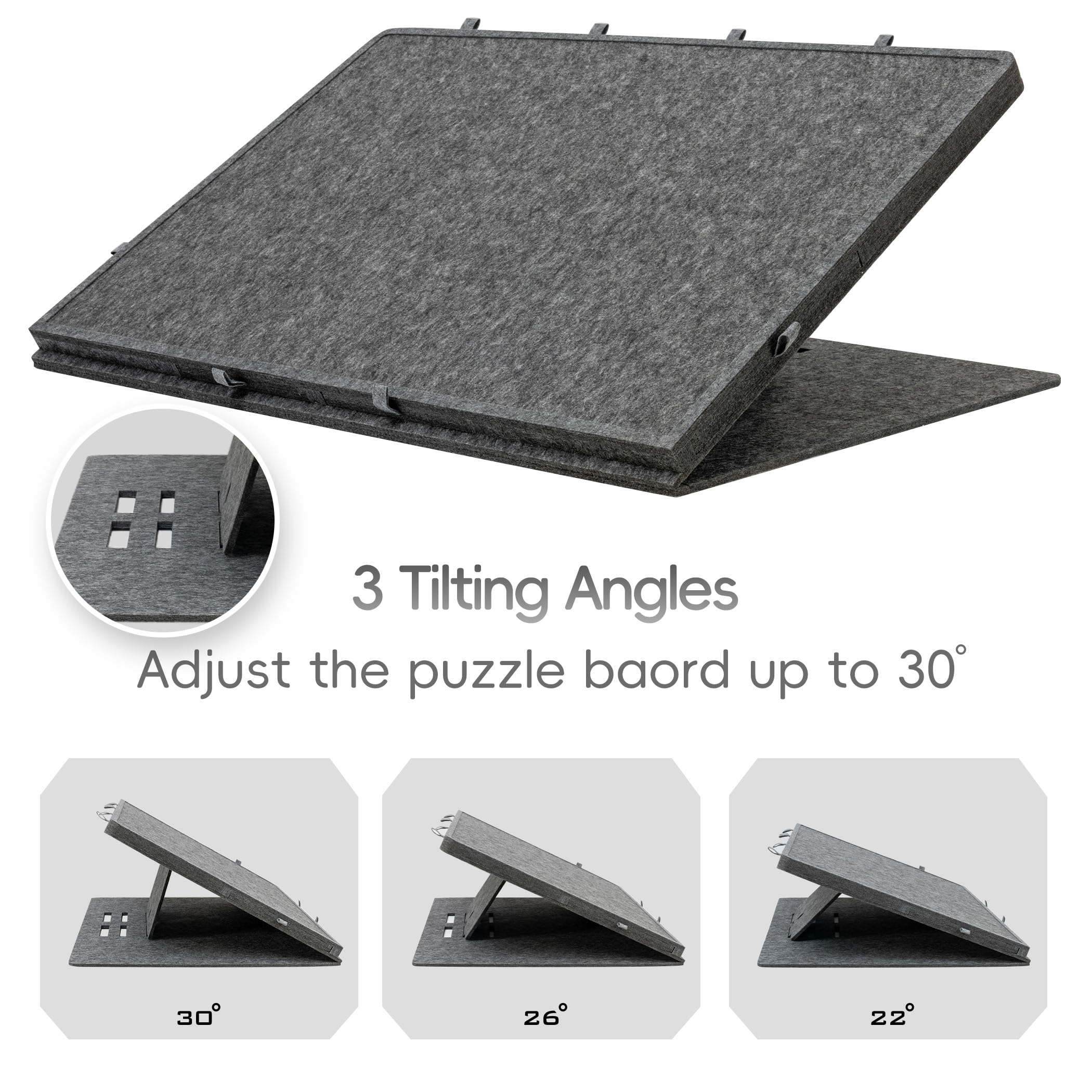 1500-teiliges neigbares Puzzlebrett mit 8 Schubladen und Deckel. Verstellbarer Puzzletisch mit integrierter Staffelei/Ständer, 3-stufige Neigungsverstellung