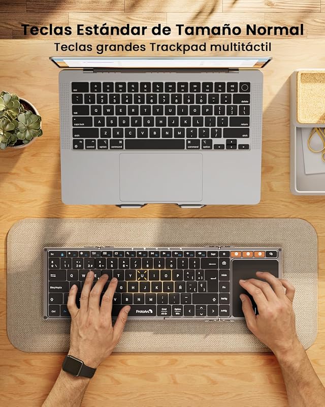 ProtoArc XK01 TP Vezeték nélküli összecsukható Bluetooth billentyűzet touchpaddal, szürke