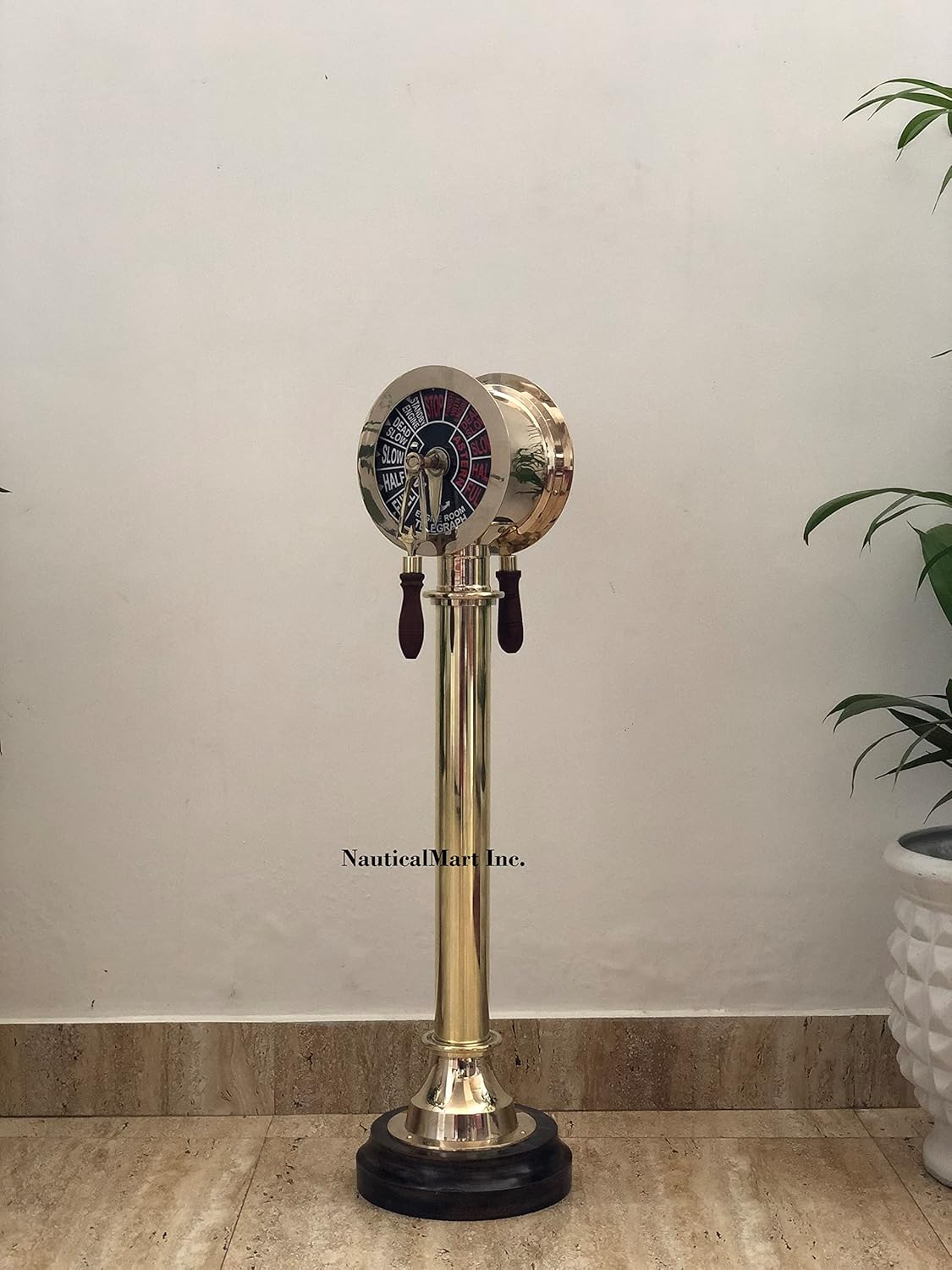 NauticalMart Brass Ship Engine Order Telegraph 30" Wooden Base Maritime Nautical Collectible Decorative Gifts with Functional Bell