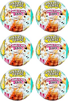 MGAs Miniverse Make It Mini Cafe Series 4 6 Pack، مقتنيات صغيرة - تغليف أعمى غامض، DIY، لعب الراتنج، طعام طبق الأصل، غير صالح للأكل، جامعي، 8+