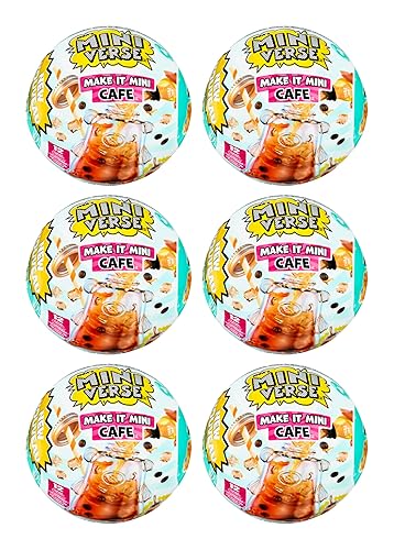 MGA's Miniverse Make It Mini Cafe Series 4 (6 Pack), Mini Collectibles - Mystery Blind Packaging, DIY, Resin Play, Replica Food, NOT Edible, Collectors, 8+