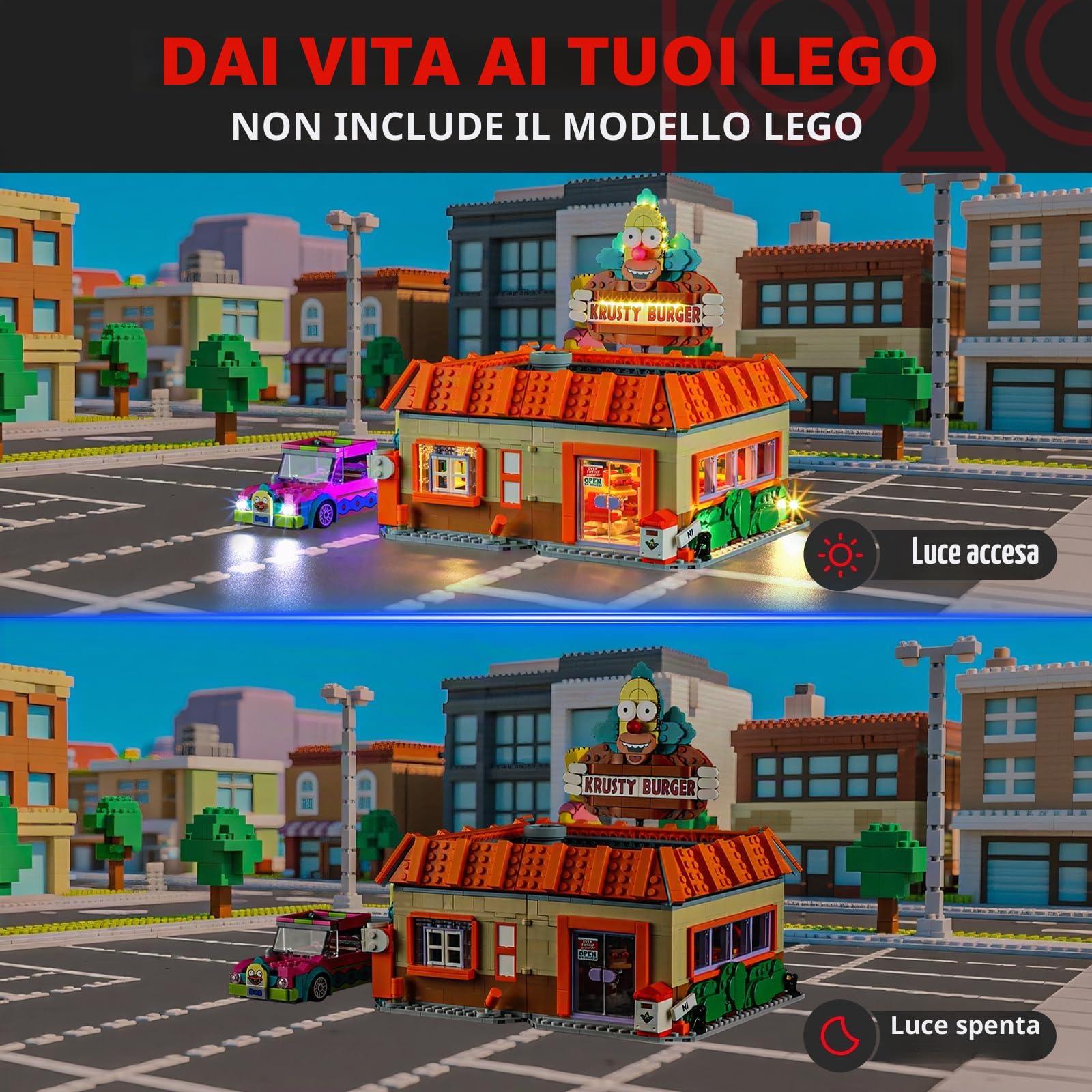 BRIKSMAX Kit di luci 2.0 per Lego The Simpson Krusty Burger - Innovativa illuminazione a LED compatibile con icone Lego 10352