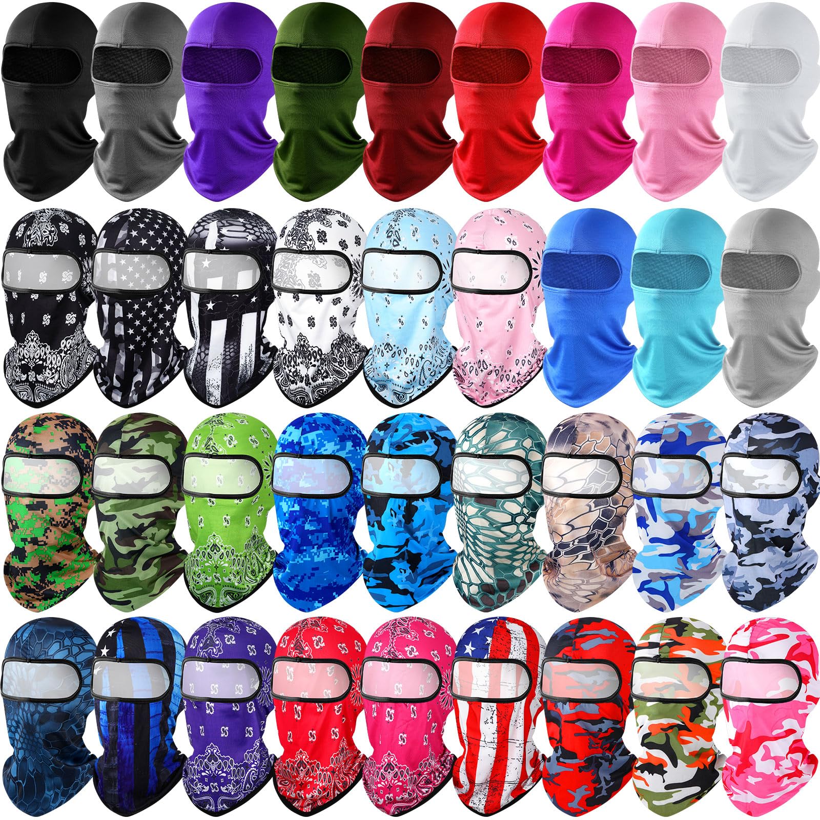 Vicenpal 36 Pcs Balaclava Face Cover Ski Mask Full Face Cover UV Sun Protection Windproof Mask for Sports