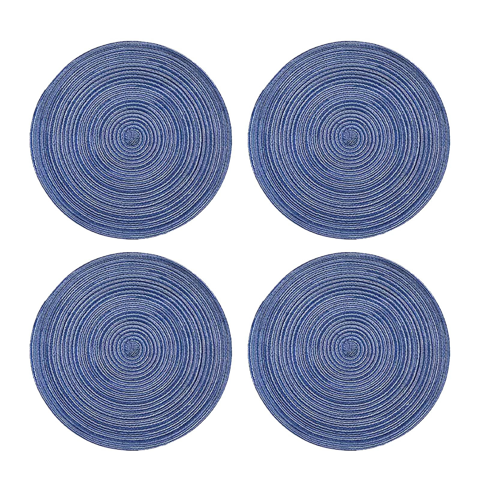 Set of 4 Placemats Washable Round, Round Placemats Blue Woven, Dirt-repellent, Heat-resistant (Blue-M-30CM)