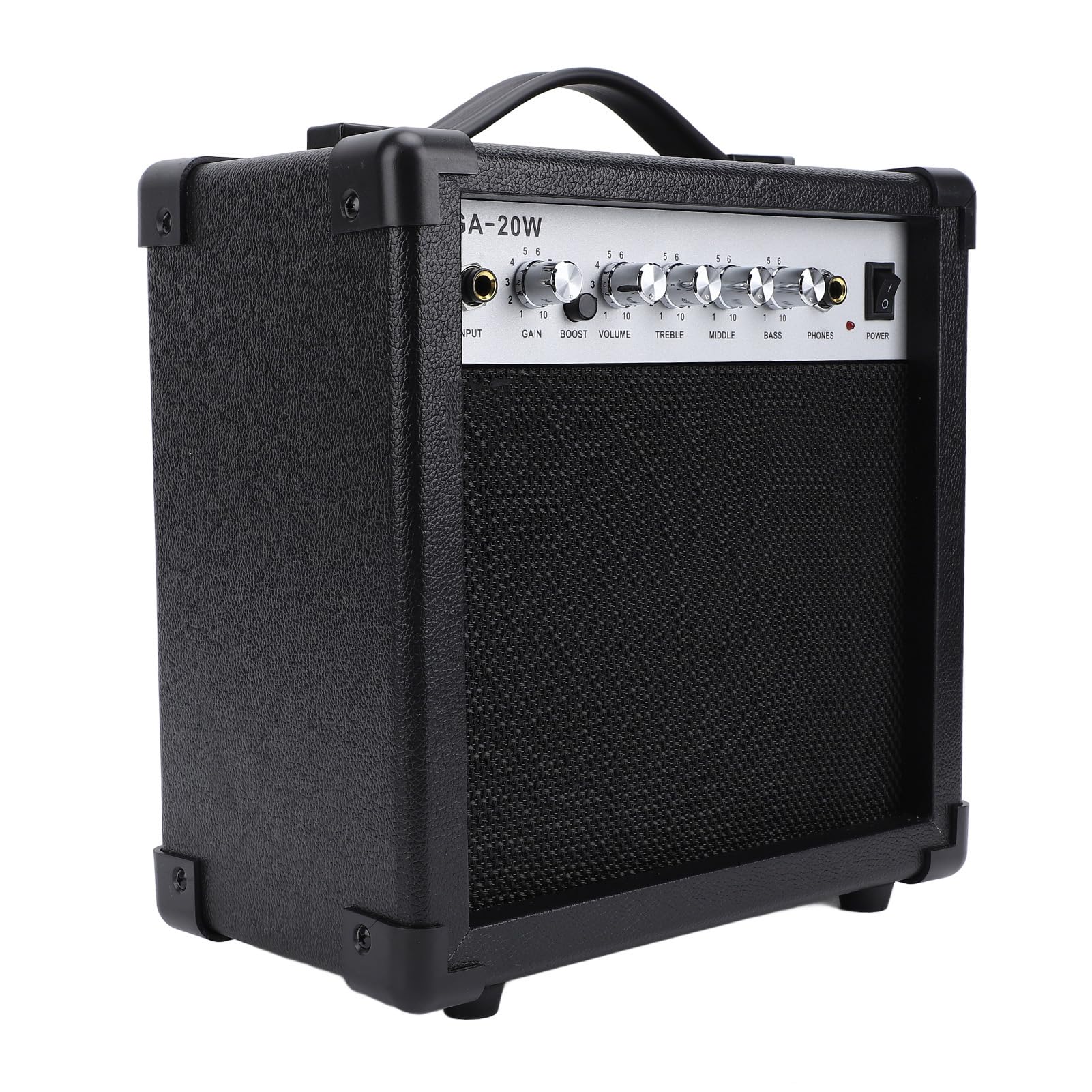 Alomejor Amplificatore per Chitarra Elettrica, Amplificatore Portatile da | Costruzione in ABS e Acero, Input da 1/4", Controlli Bassi/alti, 40Hz-20KHz