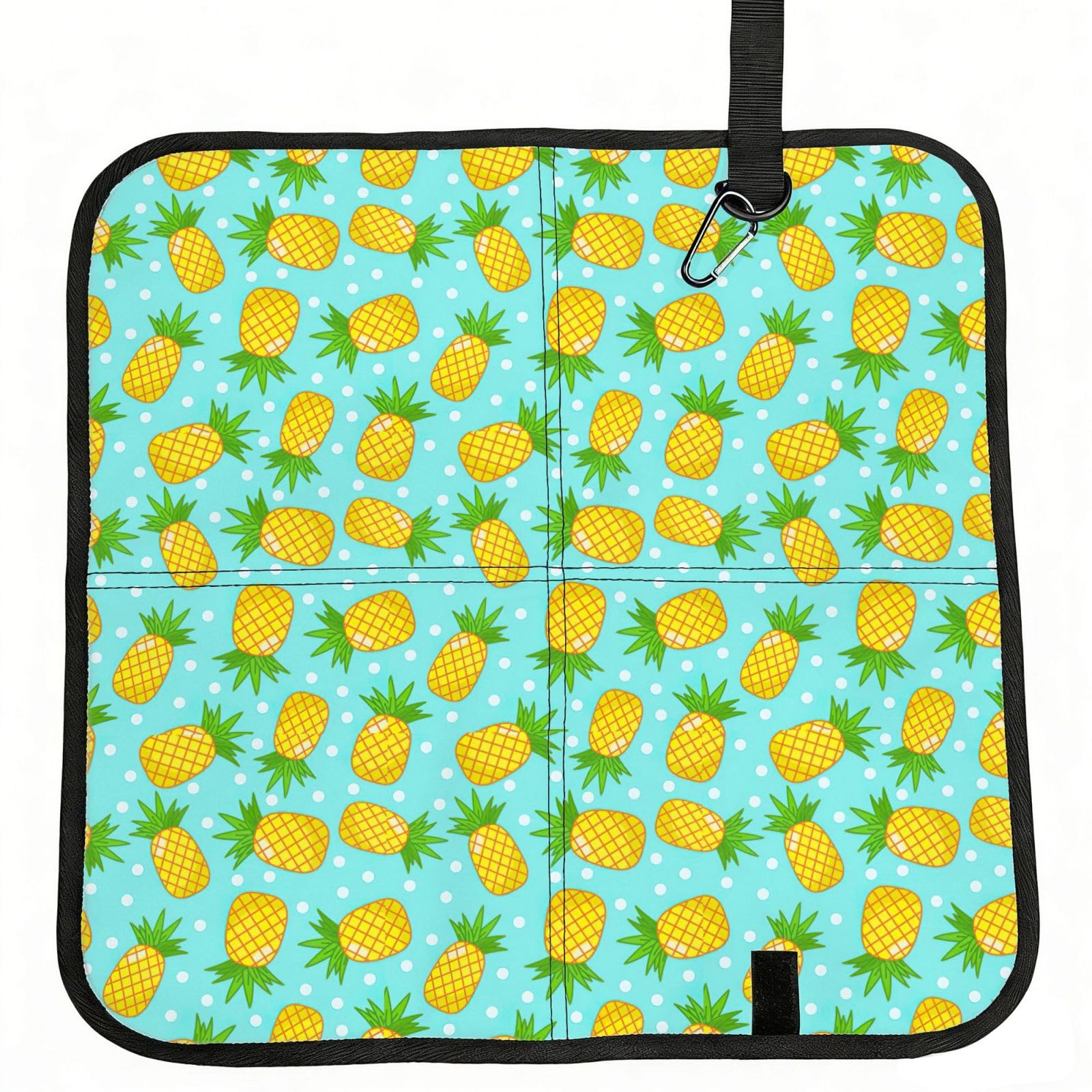 SDEGTHO Fresh Pineapple Printed Foldable Seat Pad with Closure, Lightweight Cushion for Airplane Travel Camping