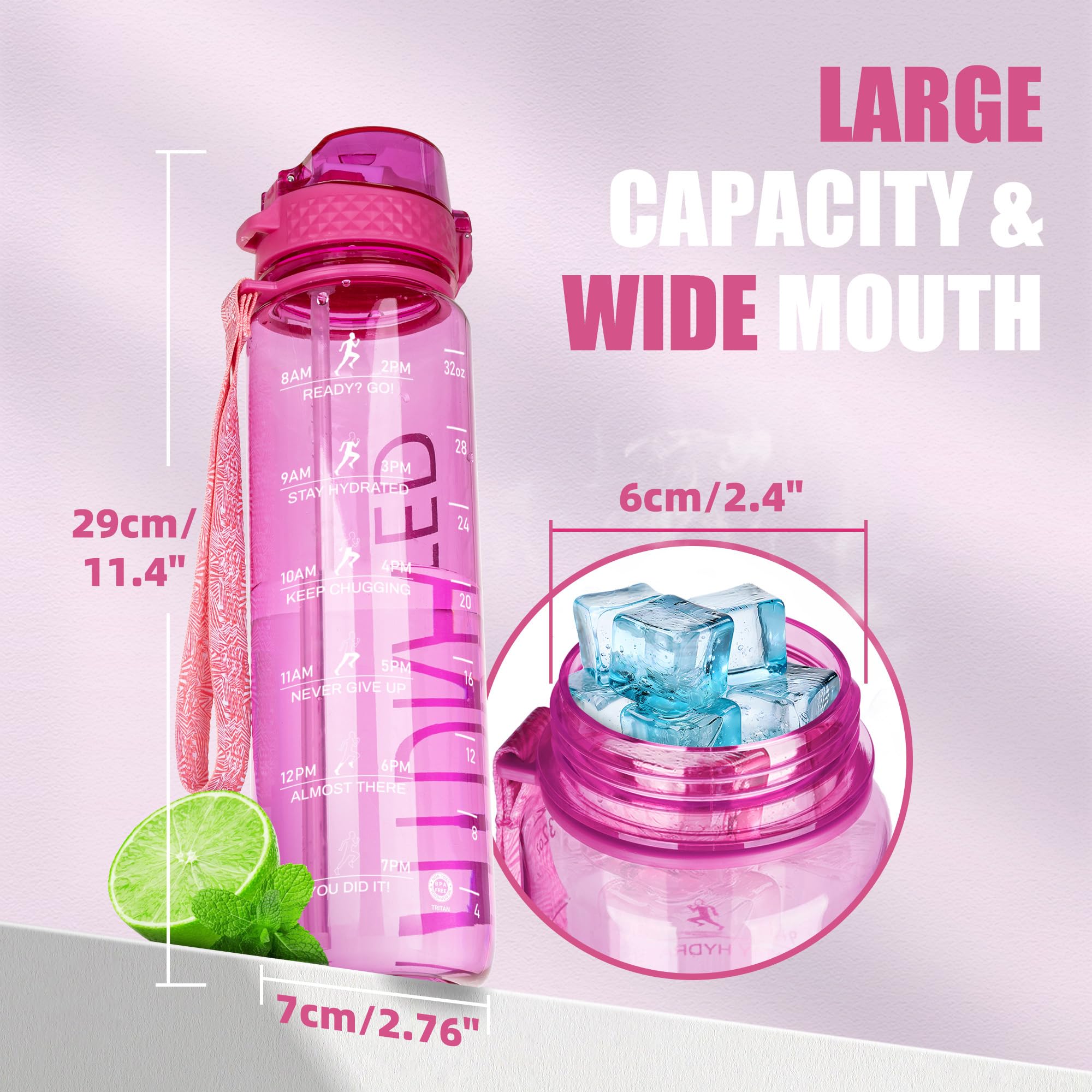 OLDLEY 1L Sports Water Bottle with Straw, Tritan 1 Litre Motivational Drink Bottle - Image 4