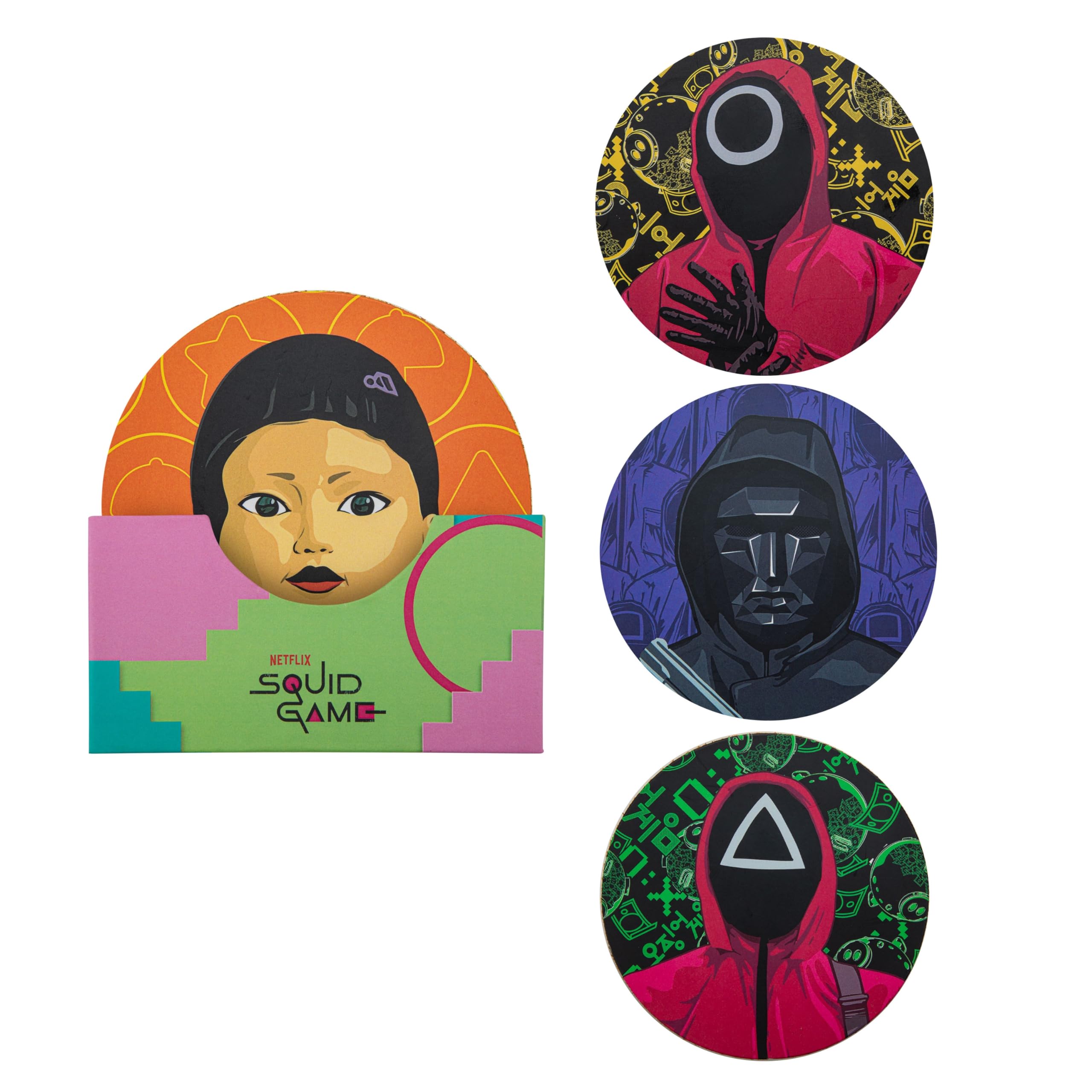 Acotis Jewellery Pink Squid Game Set Of 4 Squid Game Coasters Cr4141