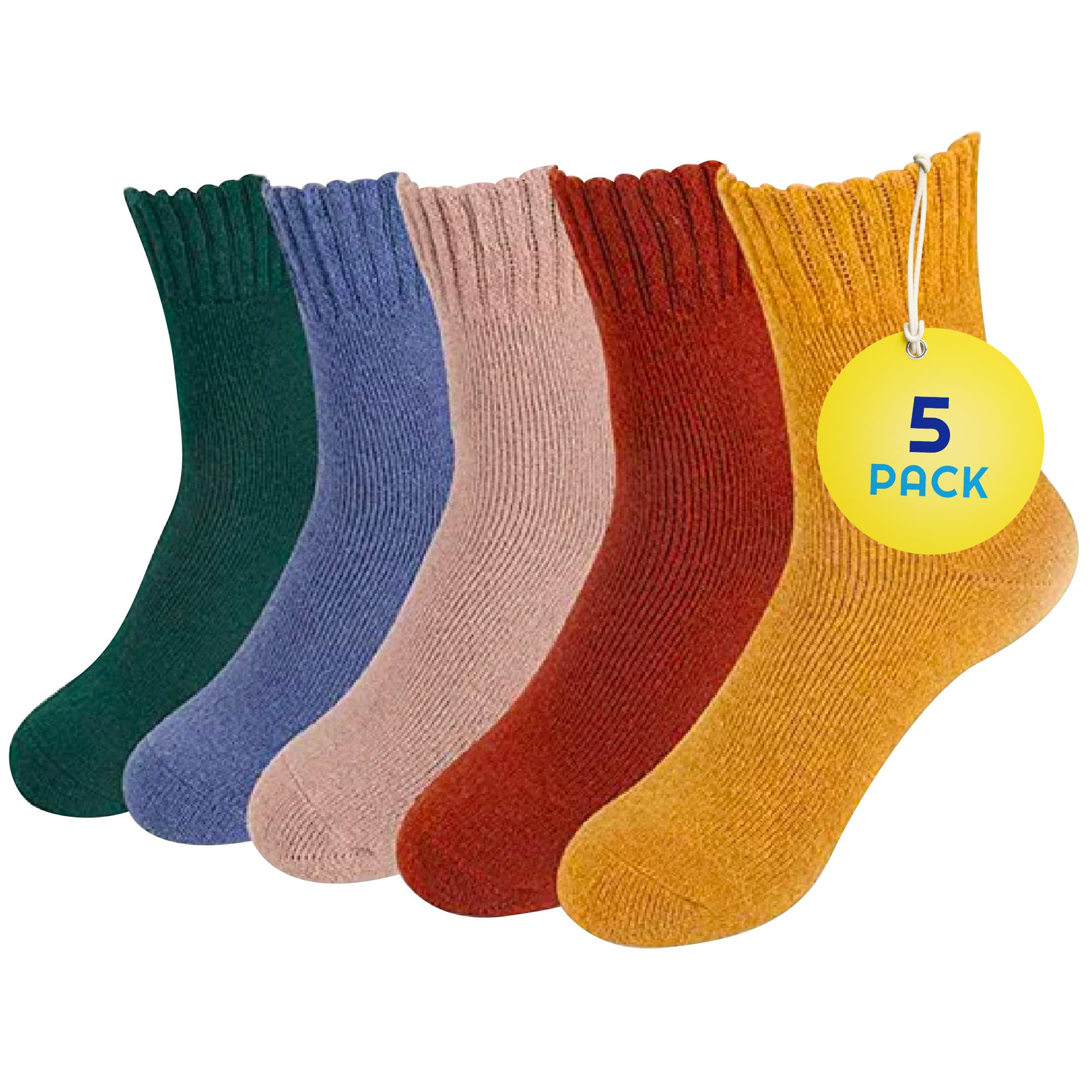 Sunny Socks Womens Thermal Socks - 5 Pairs Thick, Warm & Breathable, Soft, Non-Slip for Cold Weather, Reinforced Heel, Odour-Free Fabric & Durable Fit, UK Size 3-7