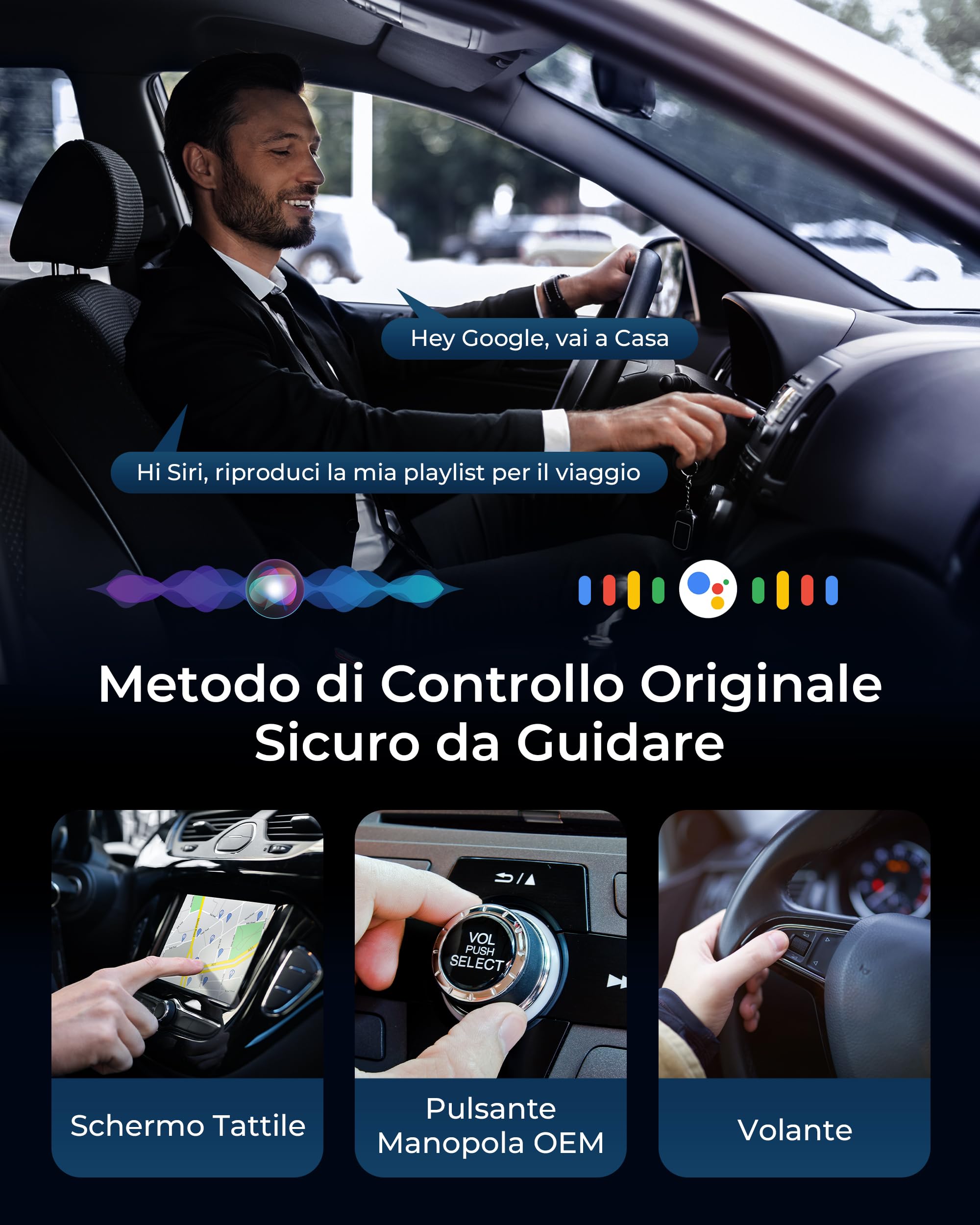 Adattatore Android Auto Wireless & Carplay Wireless 2 IN 1, 2.4/5GHz Bluetooth Connessione Stabile, 5.8GHz WiFi/USB C/A 3.0 Trasferimento Dati Veloce, per Apple iOS 10+, Android 11+