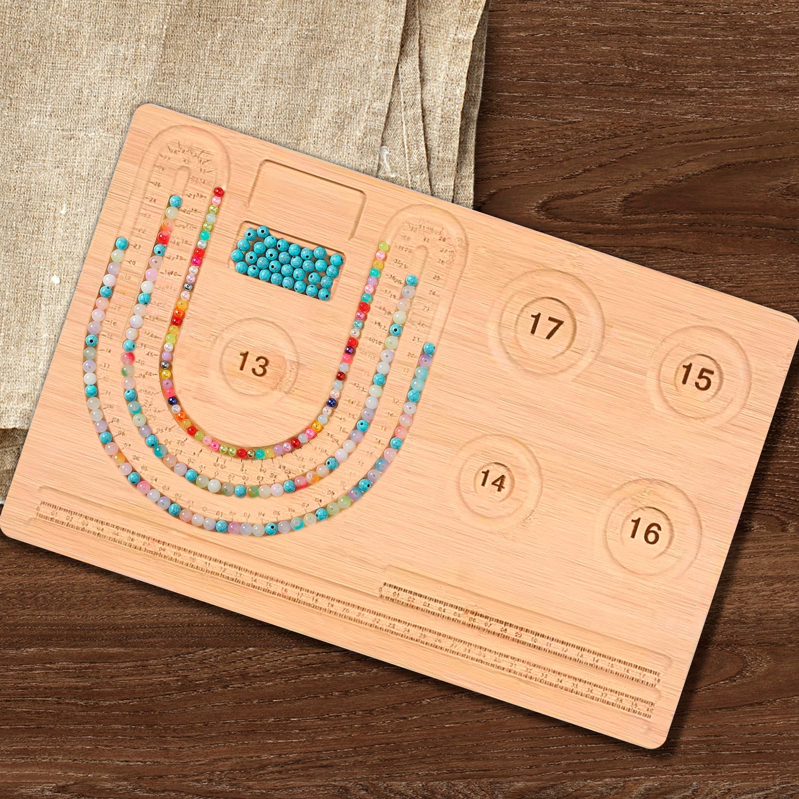 Feegela Holz-Perlenbrett 40x27 cm, 1 cm Dick Perlen-Designbrett | Perlenherstellungszubehör, Perlentabletts Matten, Für Armband, Halsketten, Schmuckherstellung, DIY-Design