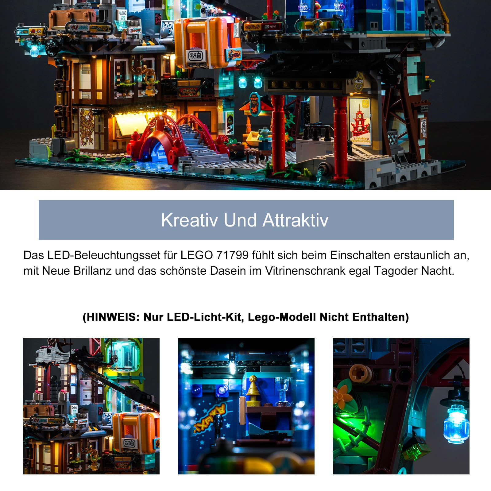 Zdalnie sterowana dekoracja Zestaw oświetleniowy do Lego Ninjago City Markets 71799 Zestaw budowlany (nie Lego), zestaw oświetlenia do Lego Ninjago City Markets, kreatywne zabawki