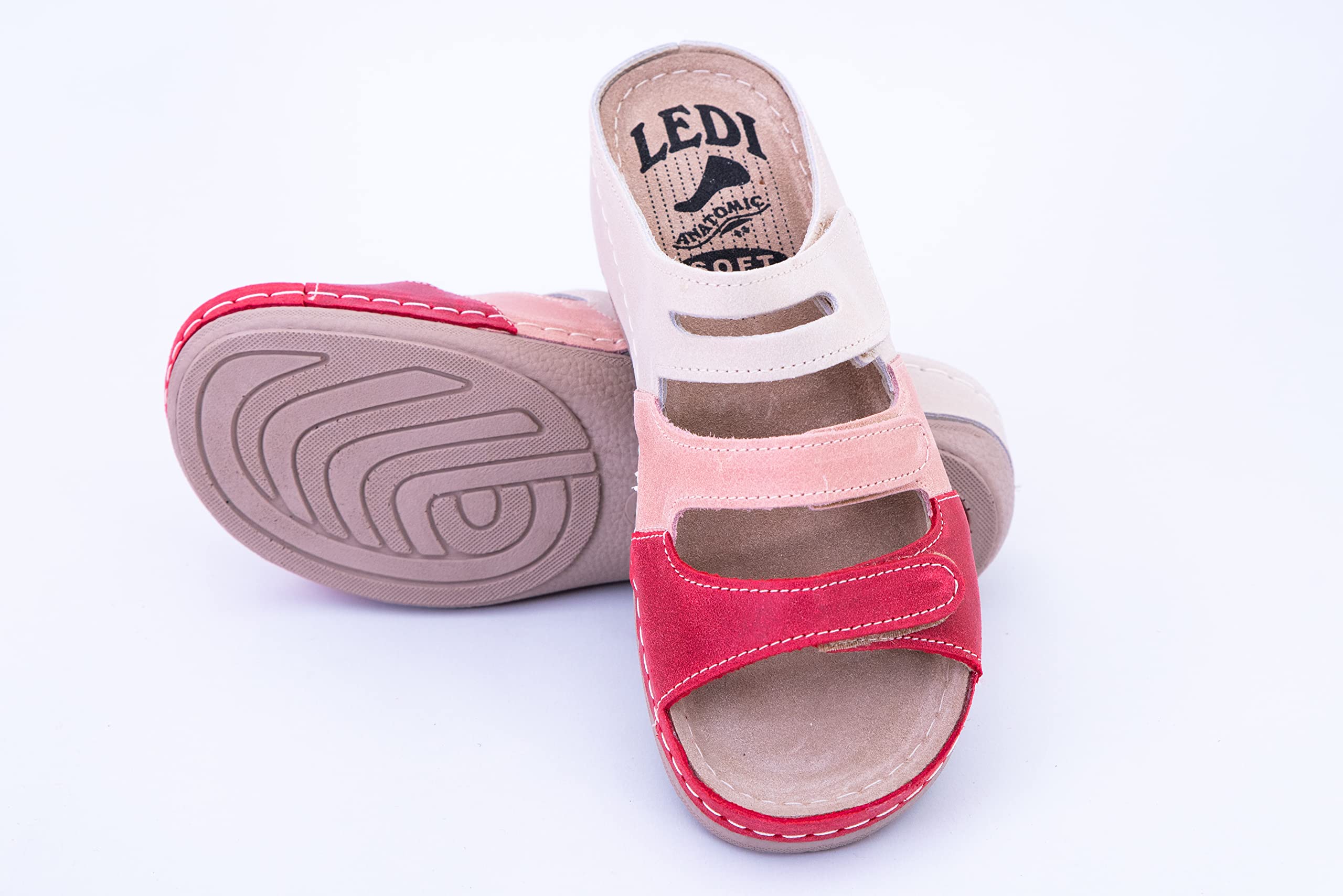 Ledi Anatomic 432 Lederschuhe Sandalen Sandalette Clog Pantolette Komfortschuhe Hausschuhe, Damen