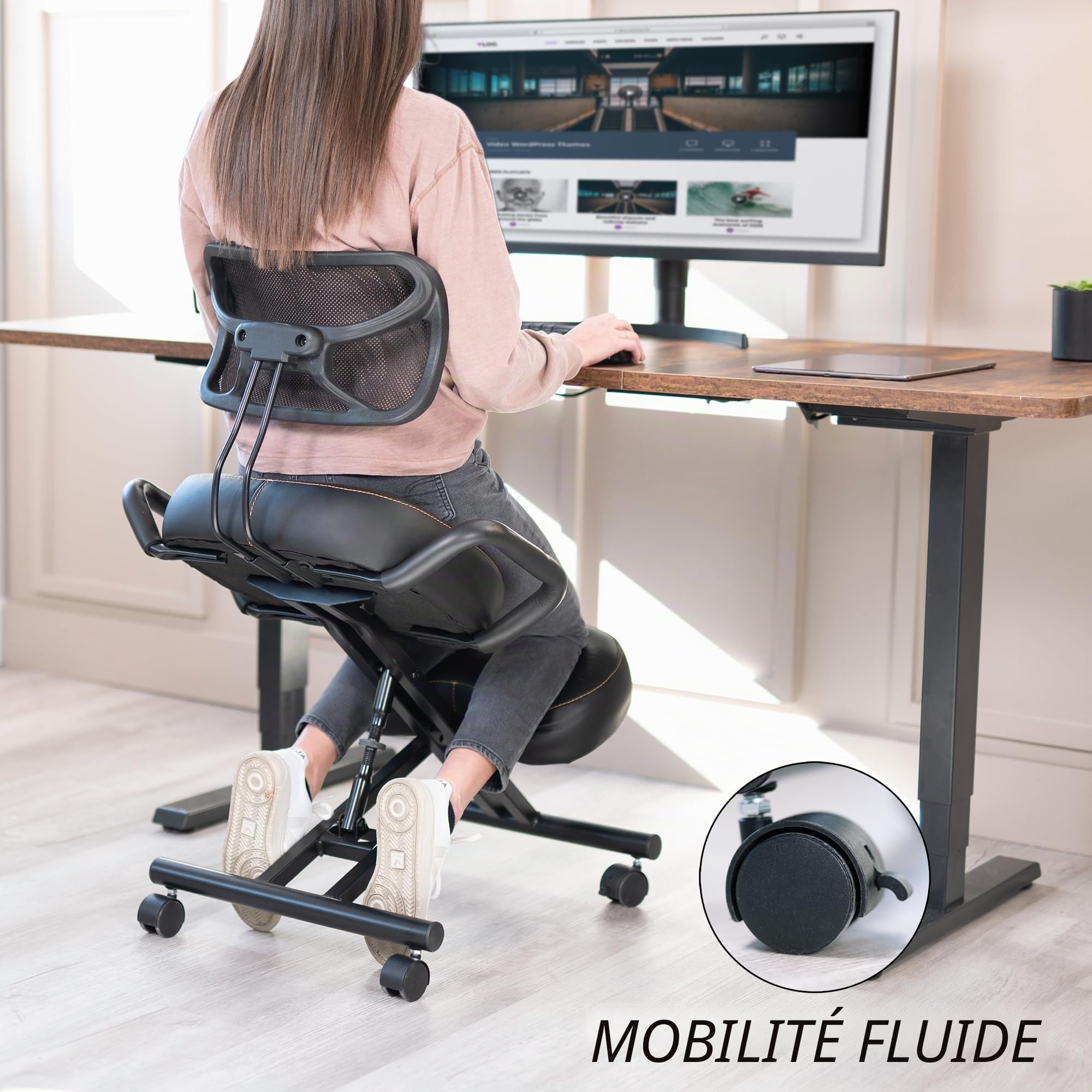 Fauteuil à genoux VIVO DRAGONN DN-CH, métal, noir, taille unique