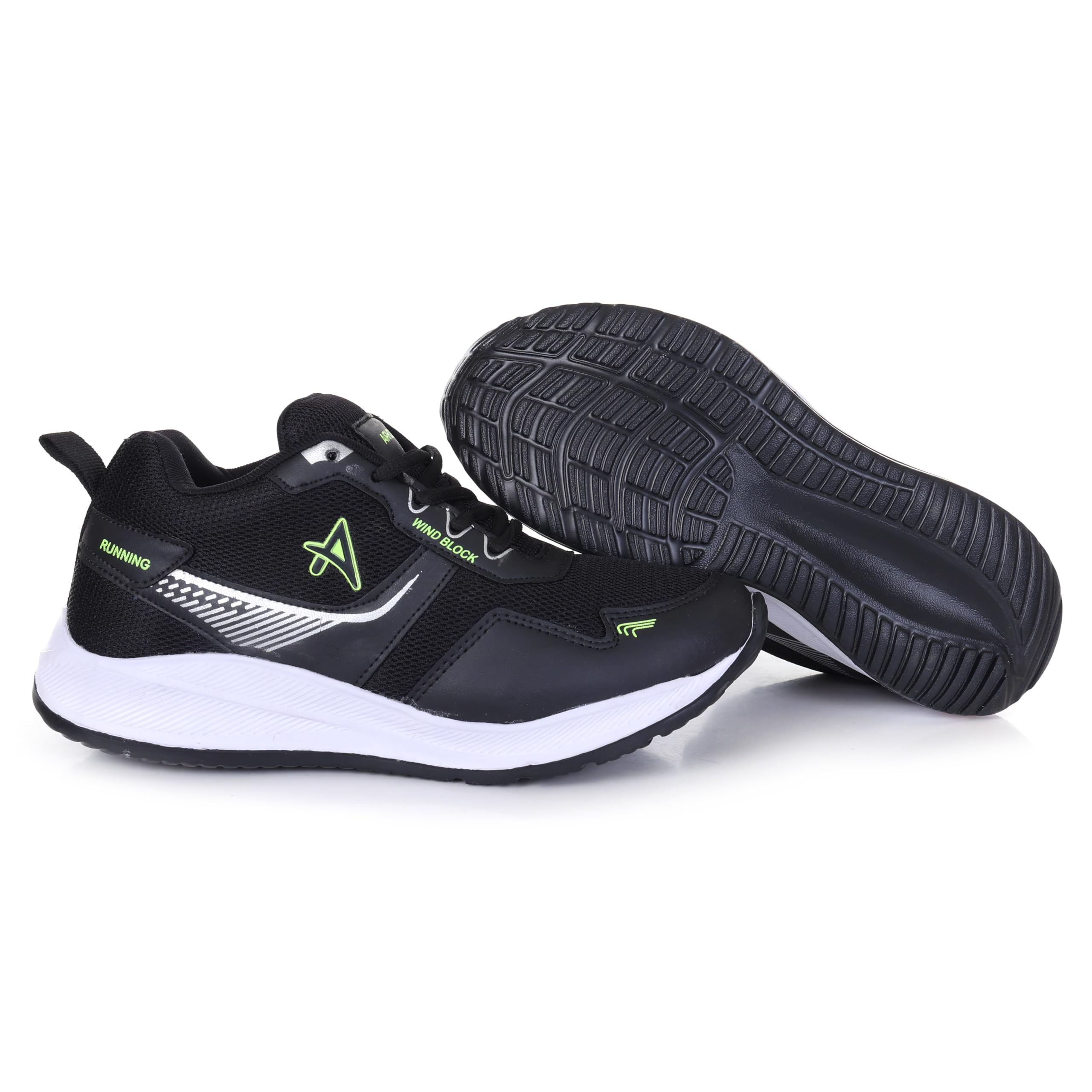 AIRHOOK Men's Thaar Running Walking Sports Shoes, Lightweight, Breathable Mesh Upper, Padded Collar, Multi-Surface Grip, (Black, UK Footwear Size System, Adult, Men, Numeric, Medium, 10) 2