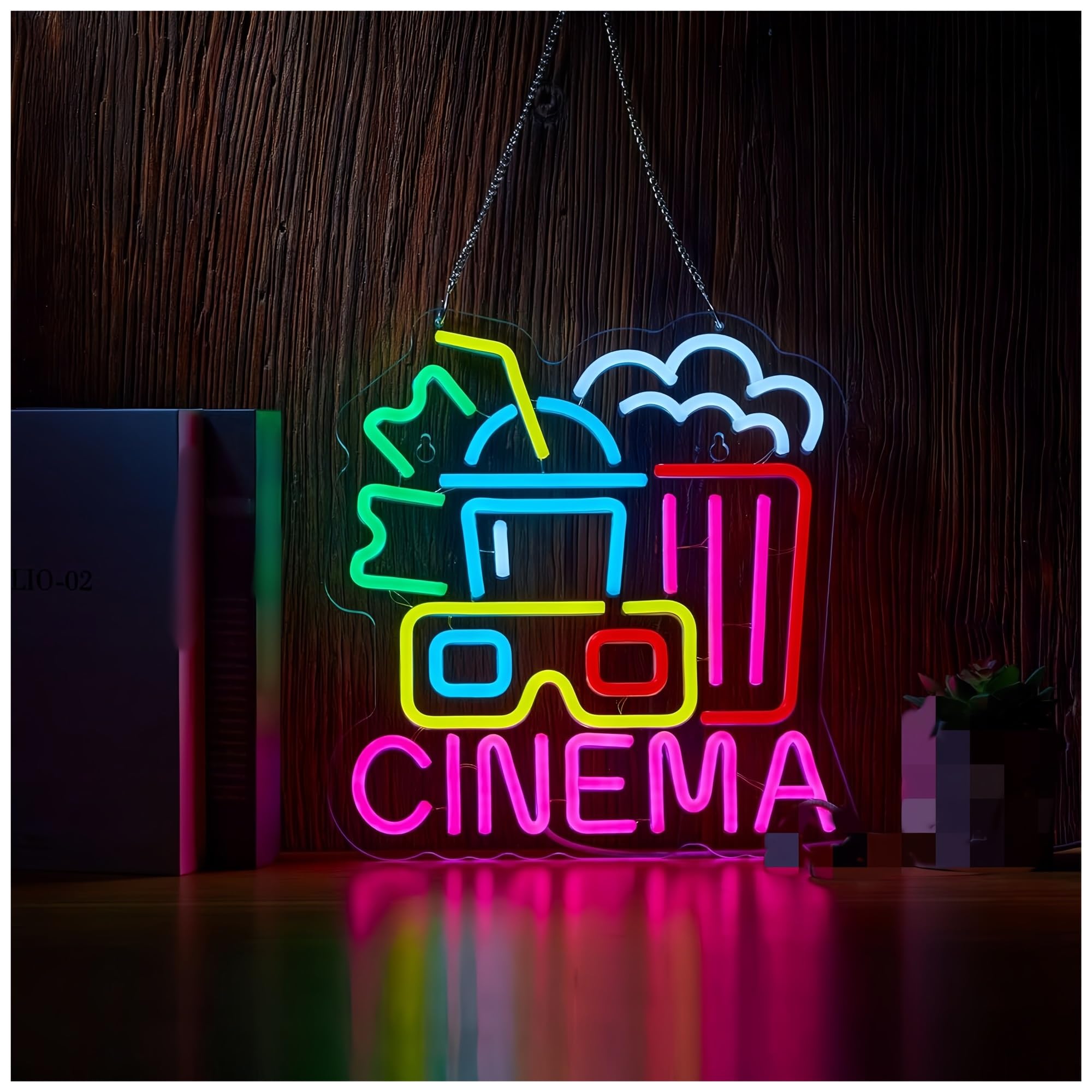 Jovarel Neon Light Cinema Neon Sign Dimmable Light Wall Decor for Room Party Birthday Handmade