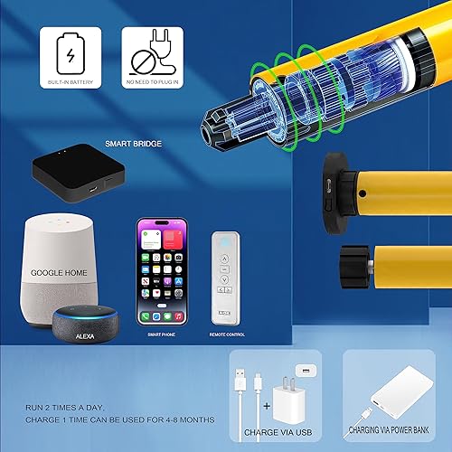 Miniatura 5 de Persianas enrollables motorizadas con control remoto (persianas de ventana) con batería recargable incorporada. Smart Home compatible con la