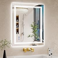 Vista 20 de Espejo de baño LED de 22 x 30 pulgadas con luces, antiniebla, retroiluminado + luz frontal, regulable, espejo de tocador LED para pared, espejo