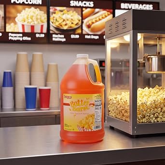Snappy Butter Burst Popcorn Oil, Movie Theater Butter Oil for Machines and Stovetops, Naturally Colored with Beta Carotene, 1 Gallon