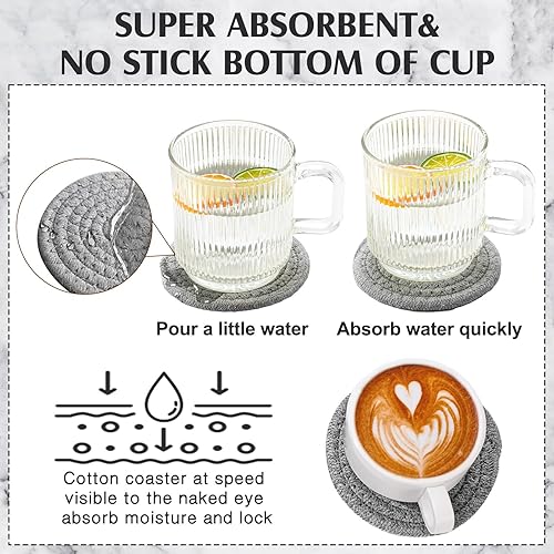 Miniatura 5 de Juego de 8 manteles individuales redondos bohemios tejidos de 468, salvamanteles para platos, almohadillas calientes resistentes al calor, manteles