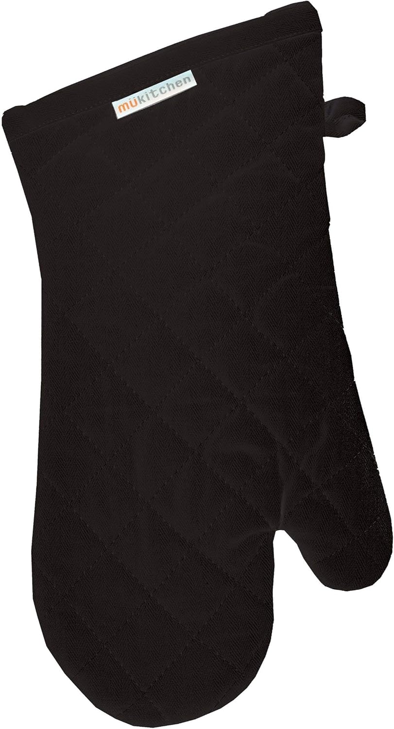MÜkitchen MÜmitt Classic Herringbone Cotton Oven Mitt | Heat Resistant and Durable for Cooking and Baking (Onyx)