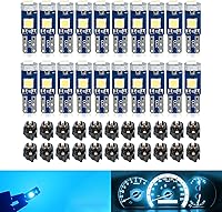 dawfall 20PCS T5 LED Instrument Cluster Bulbs - 3030-3SMD Super Bright Blue Dashboard Lights with Twist Lock Sockets, Universal Car A/C Gear Shift Indicator