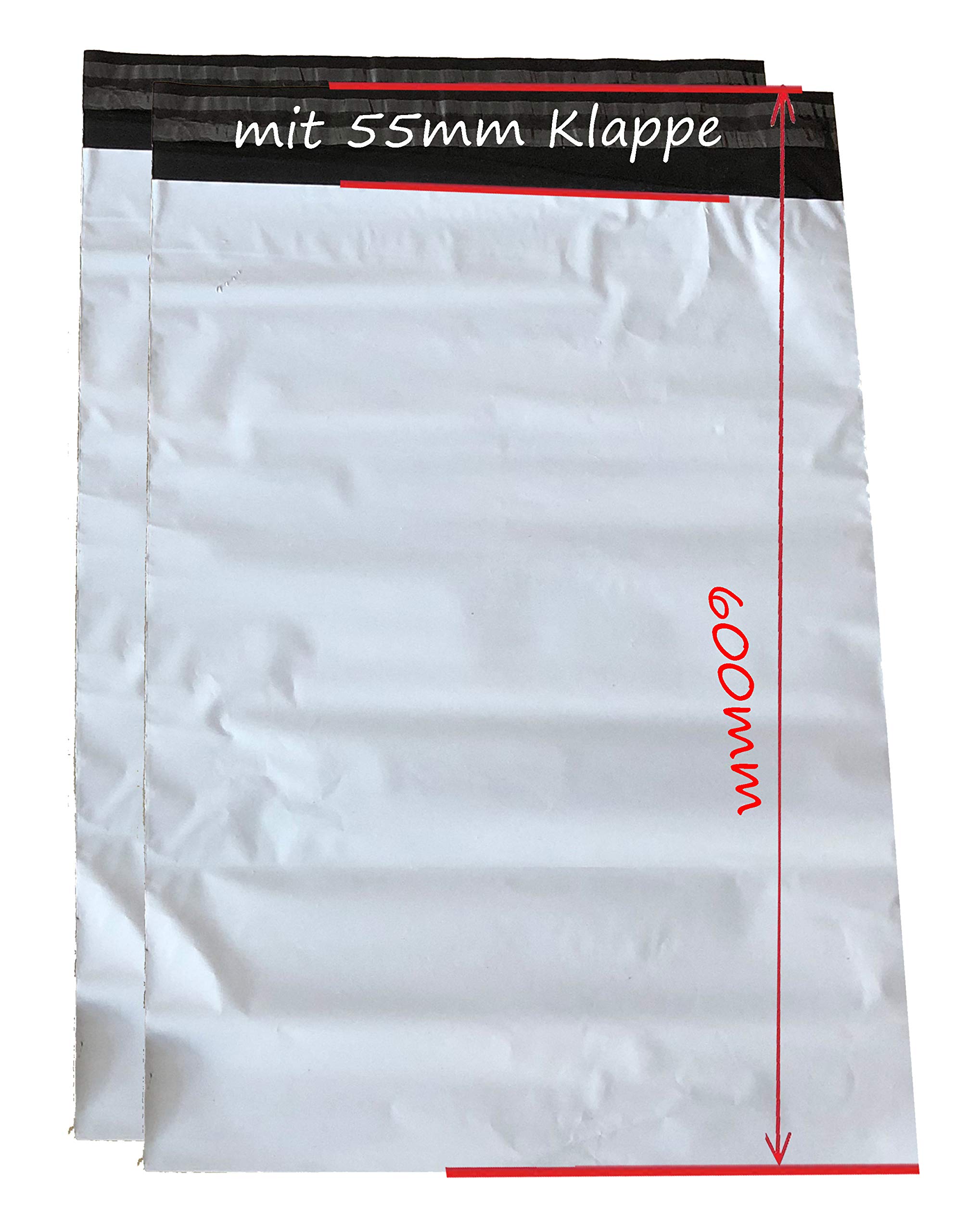 Goodway 100 sacchetti per spedizioni in pellicola, 45 x 60 cm, colore bianco, nero, polietilene a bassa densità, autoadesivi, antistrappo, impermeabili, opachi, buste per spedizioni