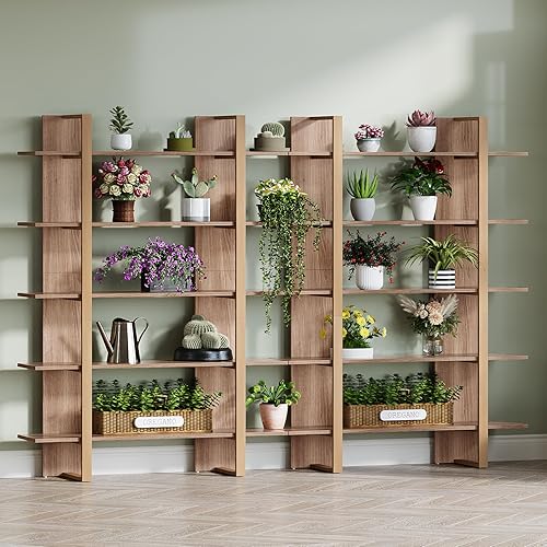 Miniatura 1 de Tribesigns Estantería de 5 niveles y 47 pulgadas de ancho, estantería abierta estilo bohemio, estantería de oficina, para sala de estar, oficina y