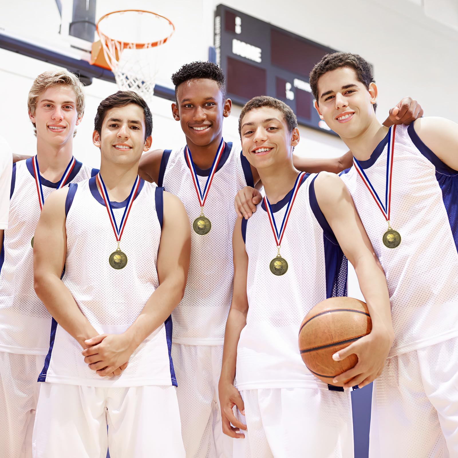 30 medaglie d'oro sfuse, 5,1 cm, campione, basket, calcio, baseball, pallavolo, trofeo, medaglie sportive in metallo, con nastri per il collo, per giochi e partecipazione sportiva