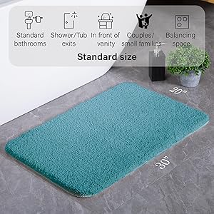 CHEZARTEMIS Luxury Quick Dry Non-Slip Bathroom Rugs20'' x 30'' Blue Highly Absorbent Washable and Ultra Soft, Extra Thick Fluffy Bath Mats for Shower/Kitchen/Bathtub Floor